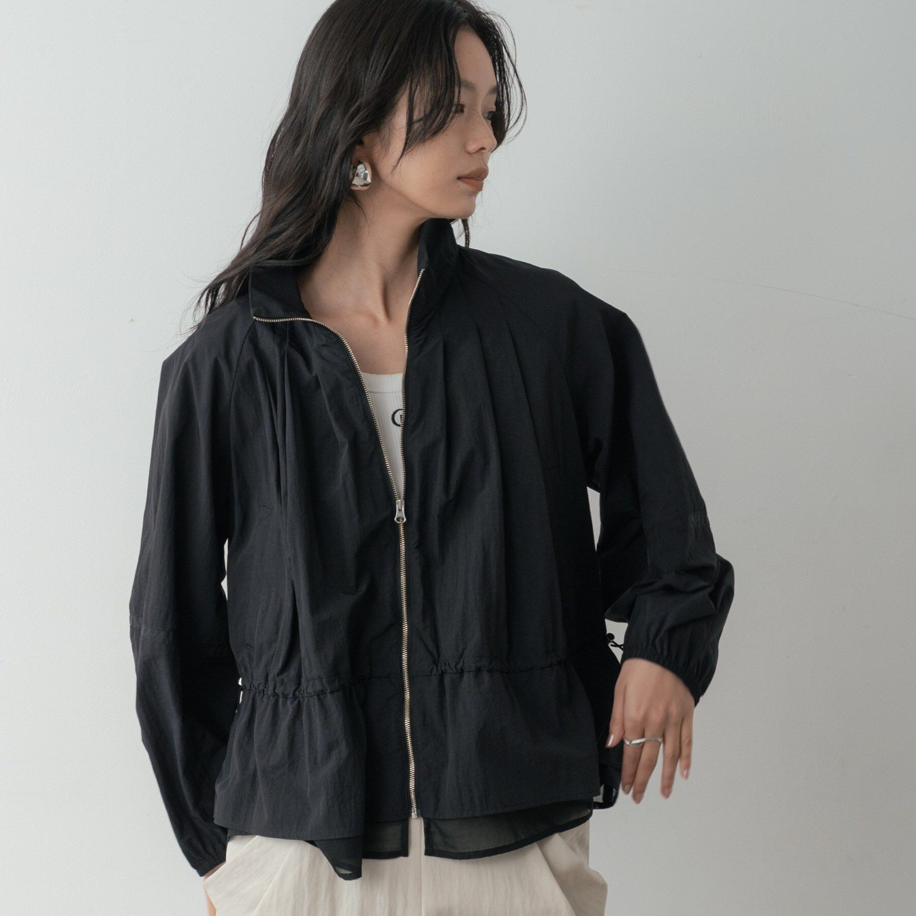 GALLEST「シャーリングペプラムブルゾン」|ブルゾン・スタジャン|