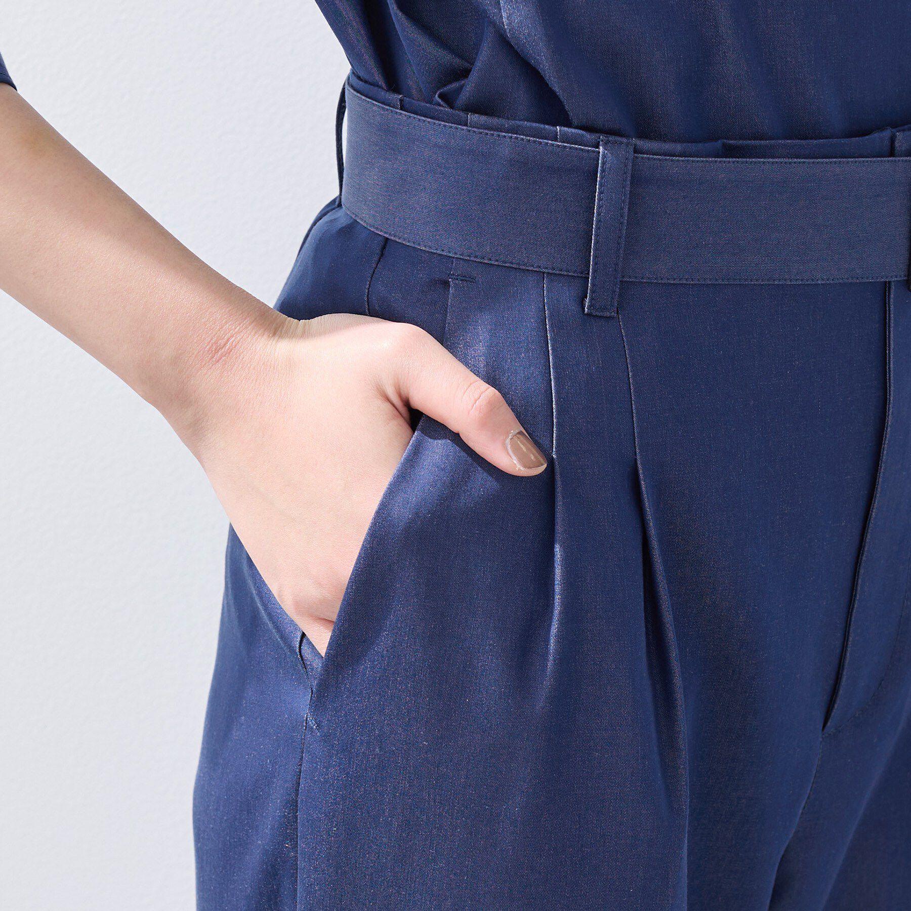 INDIVI「【洗える／UVケア／SETUP可能】デニムライクテーパードパンツ」|その他|