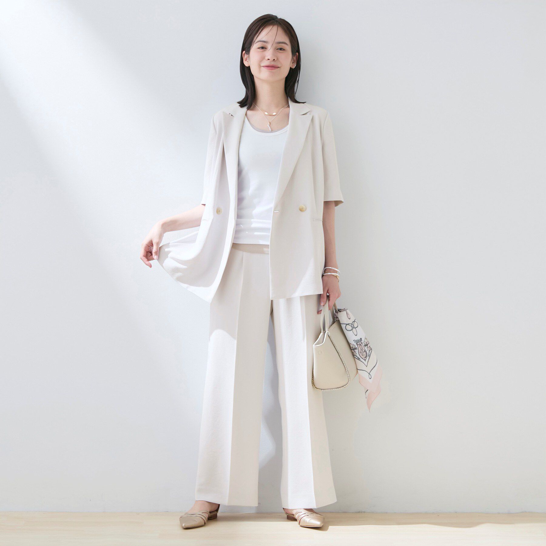 INDIVI「【着る日傘】ハーフスリーブダブルジャケット」|テーラードジャケット|