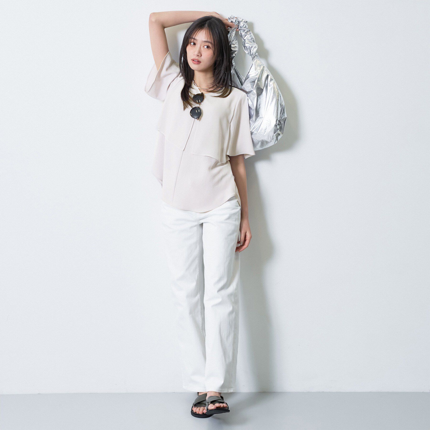 INDIVI「【着る日傘】シフォンドッキングブラウス」|シャツ・ブラウス|