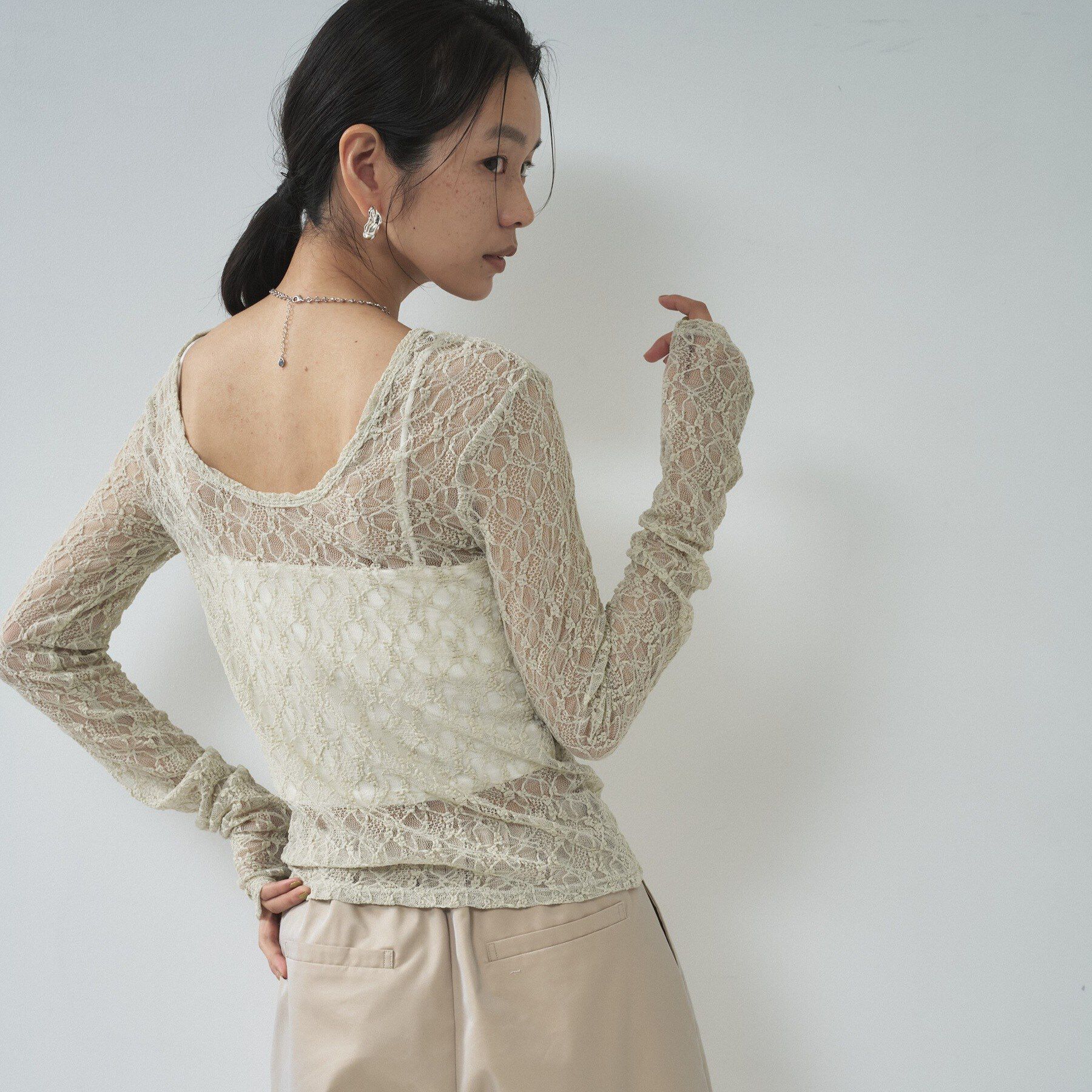 GALLEST「【一部店舗限定】バックオープンレースカットソー」|Tシャツ・カットソー|ライトグリーン(02