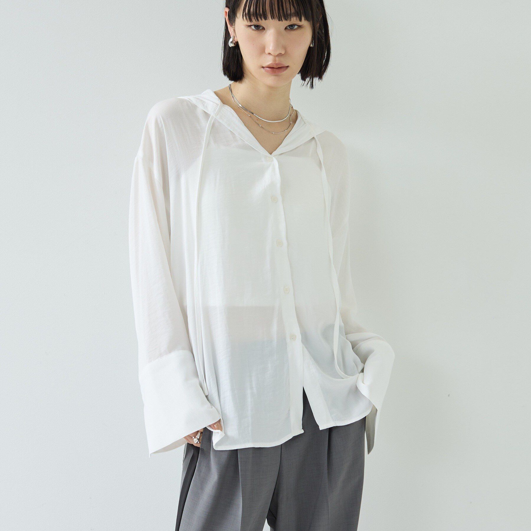 GALLEST「【一部店舗限定】シアーフードオーバーシャツ」|シャツ・ブラウス|