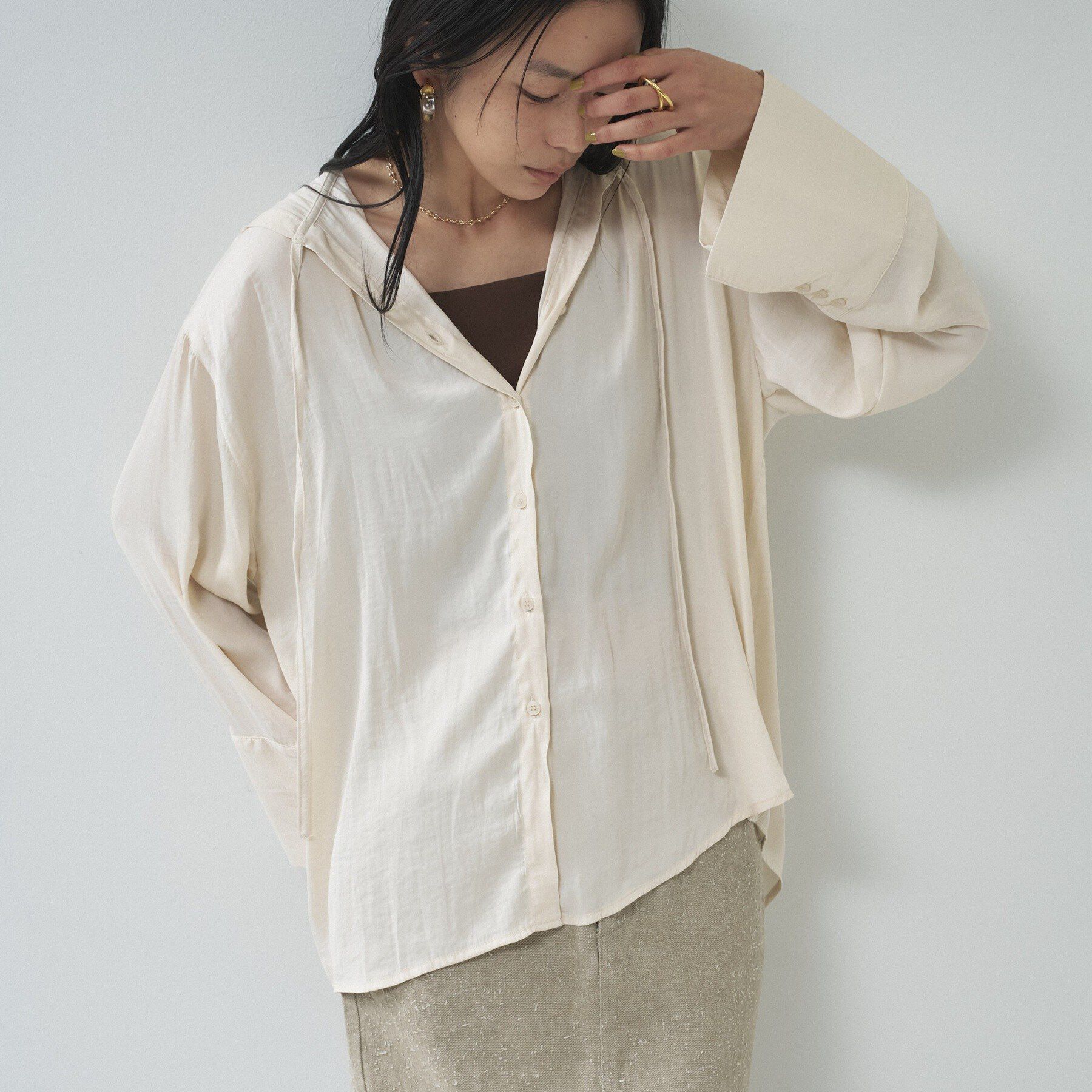 GALLEST「【一部店舗限定】シアーフードオーバーシャツ」|シャツ・ブラウス|グレージュ(050)