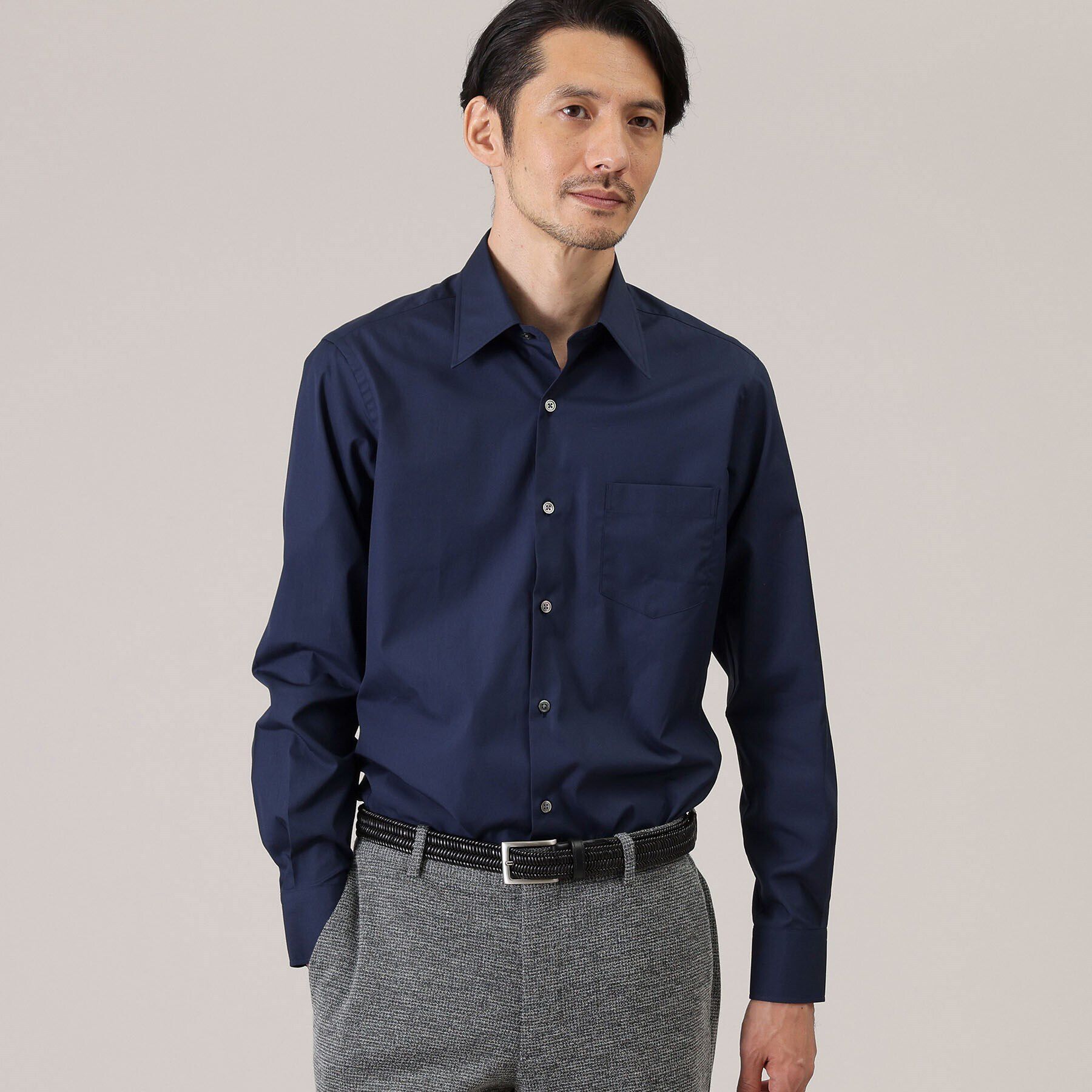 TAKEO KIKUCHI「【Made in JAPAN】ブロード レギュラーカラー ドレスシャツ」|シャツ・ブラウス|ネイビー(093)
