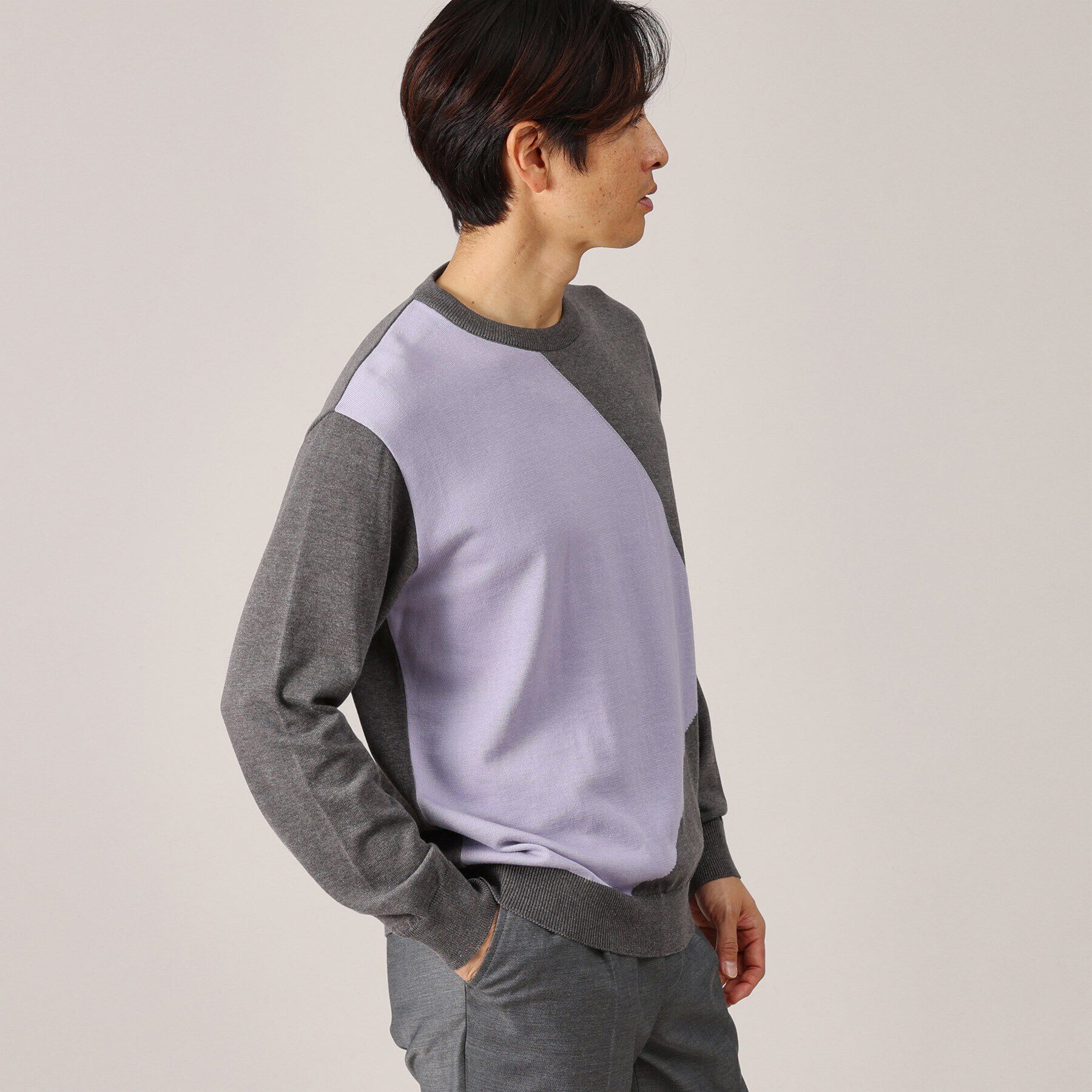 TAKEO KIKUCHI「【Made in JAPAN】スクエア インターシャ ニット」|ニット・セーター|