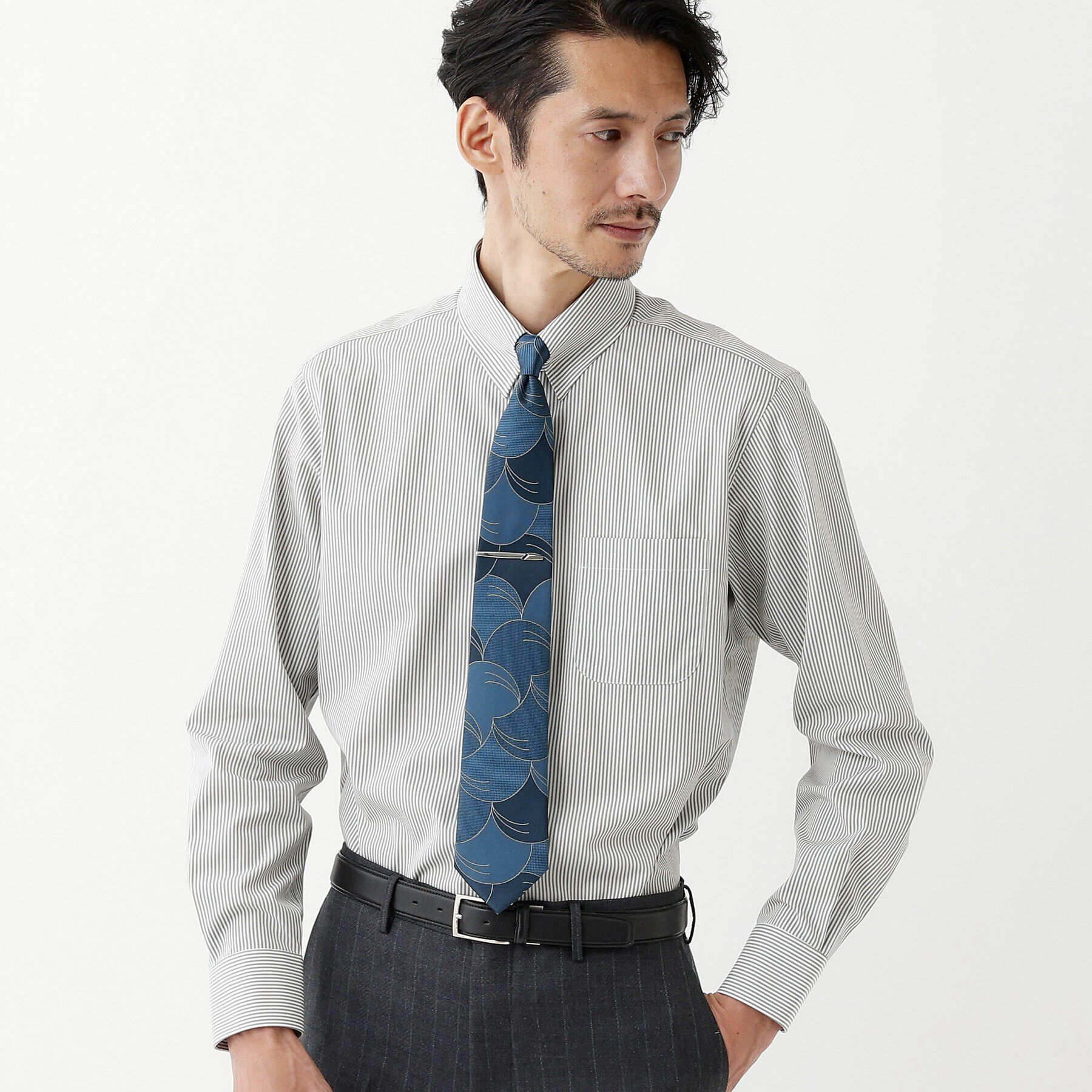 TAKEO KIKUCHI「ロンドンストライプ シャツ」|シャツ・ブラウス|グレー(212)