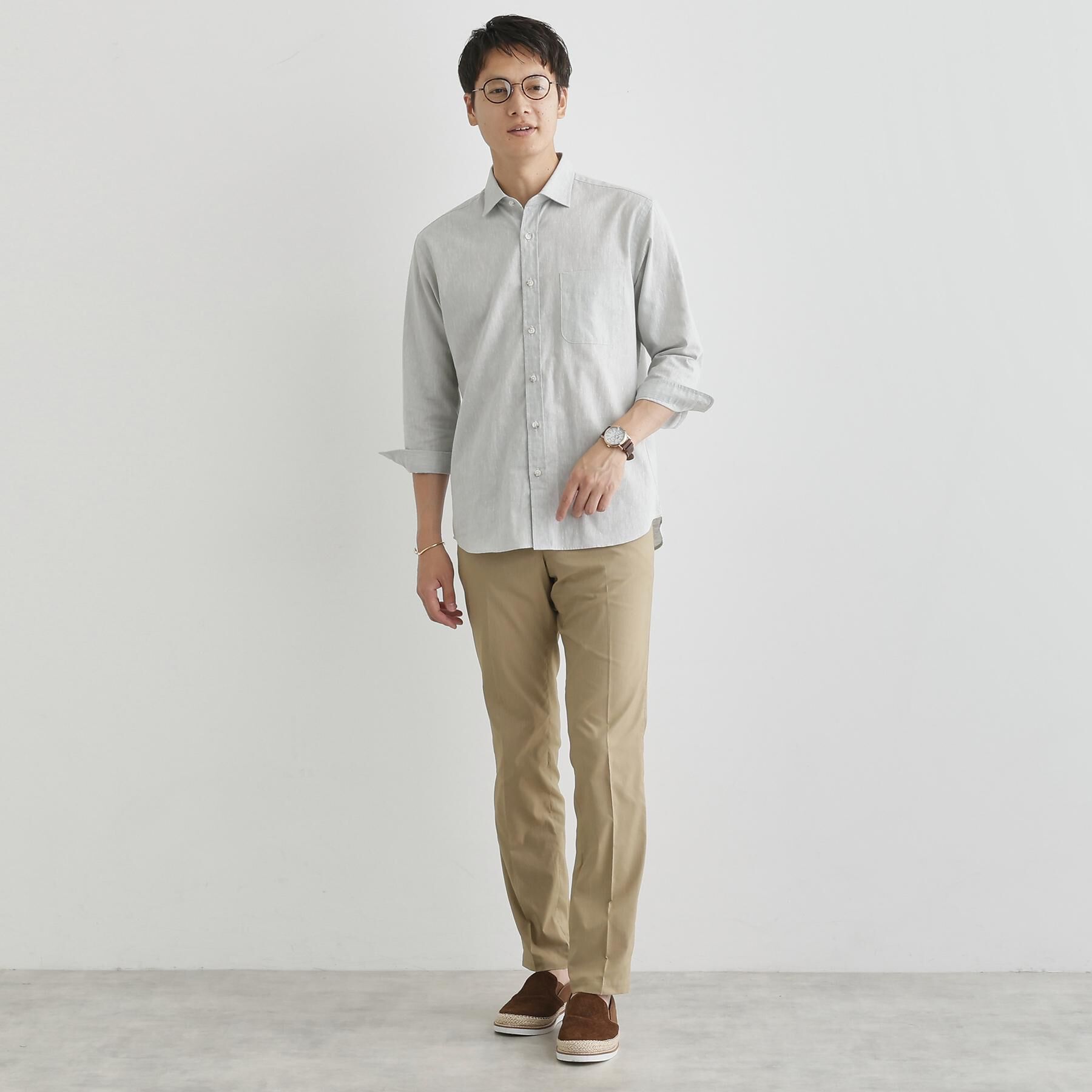 TAKEO KIKUCHI「ハイブリッド リネン 7分袖 シャツ」|シャツ・ブラウス|