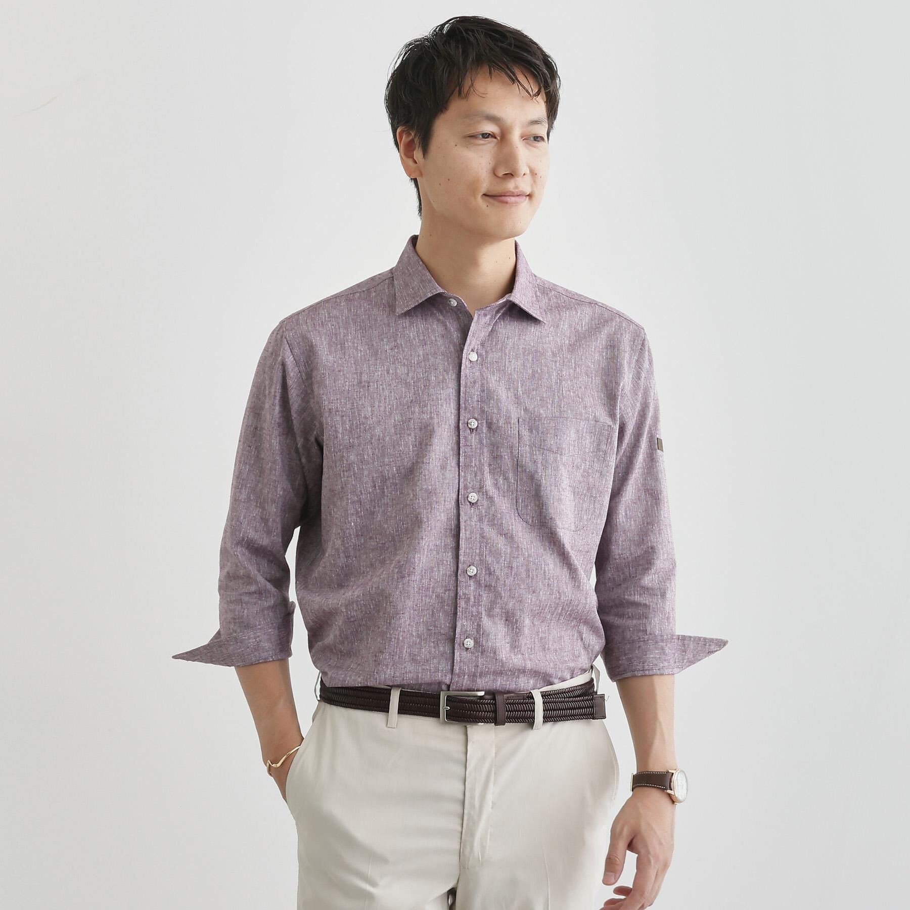 TAKEO KIKUCHI「ハイブリッド リネン 7分袖 シャツ」|シャツ・ブラウス|