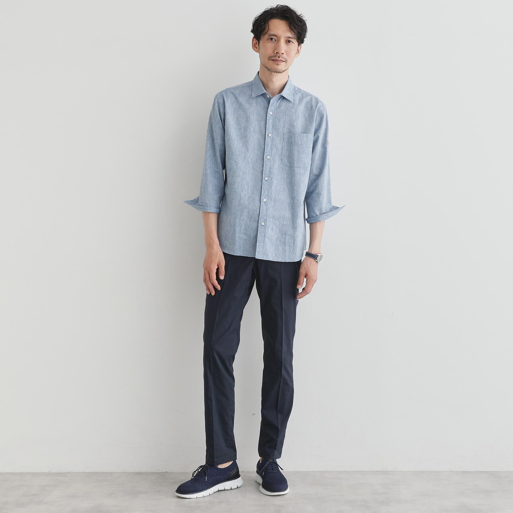 TAKEO KIKUCHI「ハイブリッド リネン 7分袖 シャツ」|シャツ・ブラウス|