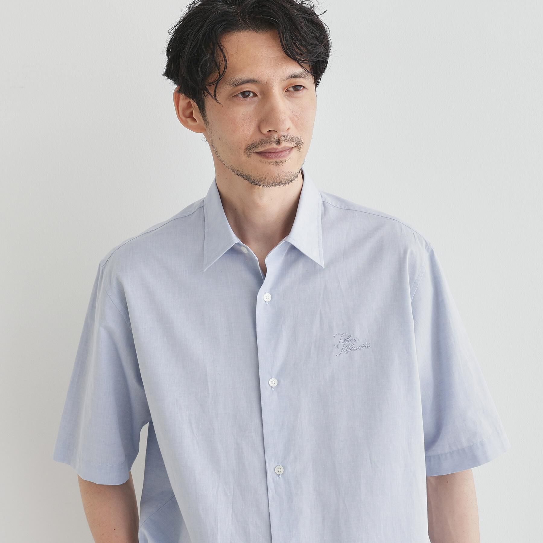 TAKEO KIKUCHI「【LIMITED】ワンポイントロゴ刺繍 綿麻半袖シャツ」|シャツ・ブラウス|