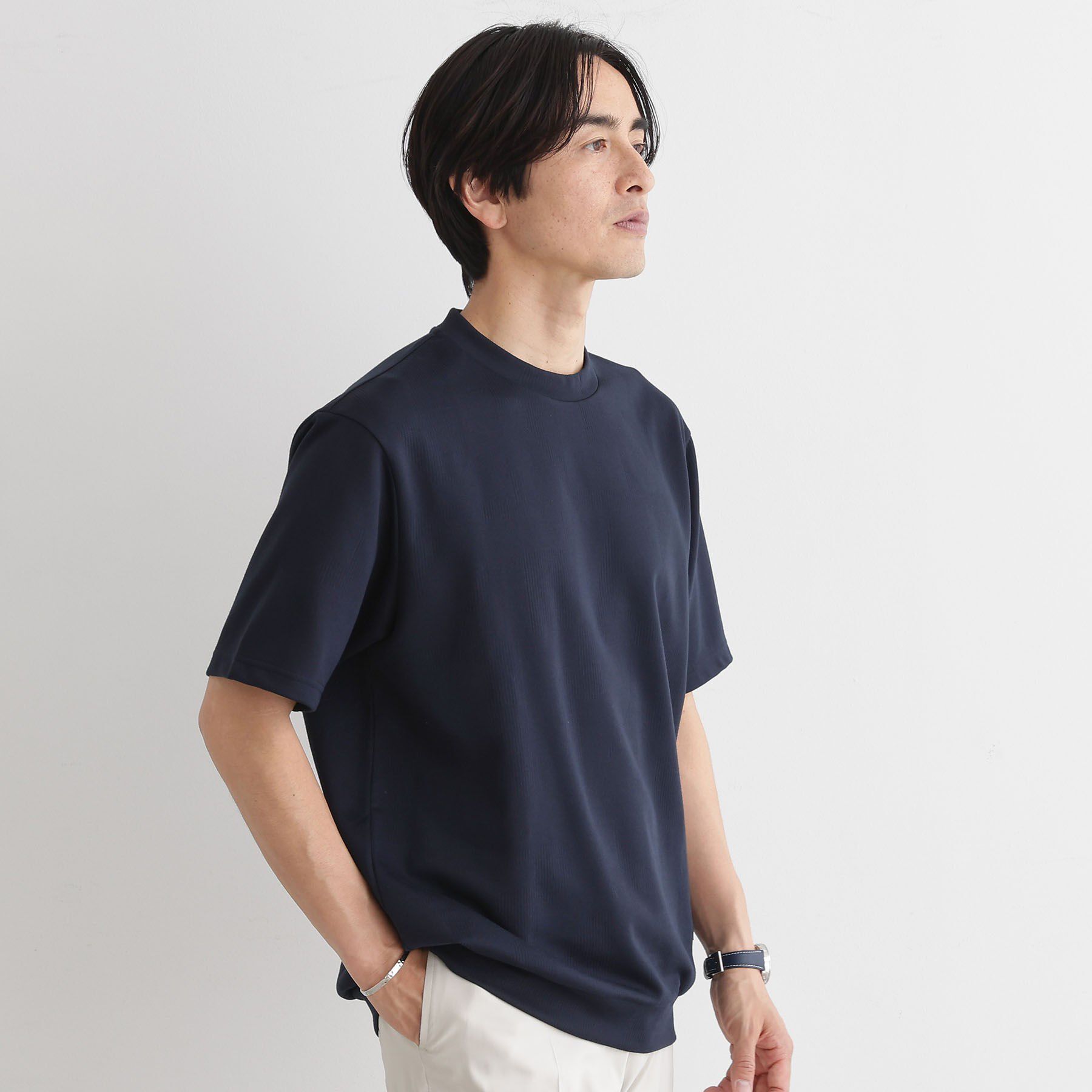 TAKEO KIKUCHI「【尾州ファブリック】 スライドパズル柄 ポンチ プルオーバー」|Tシャツ・カットソー|ネイビー(094)