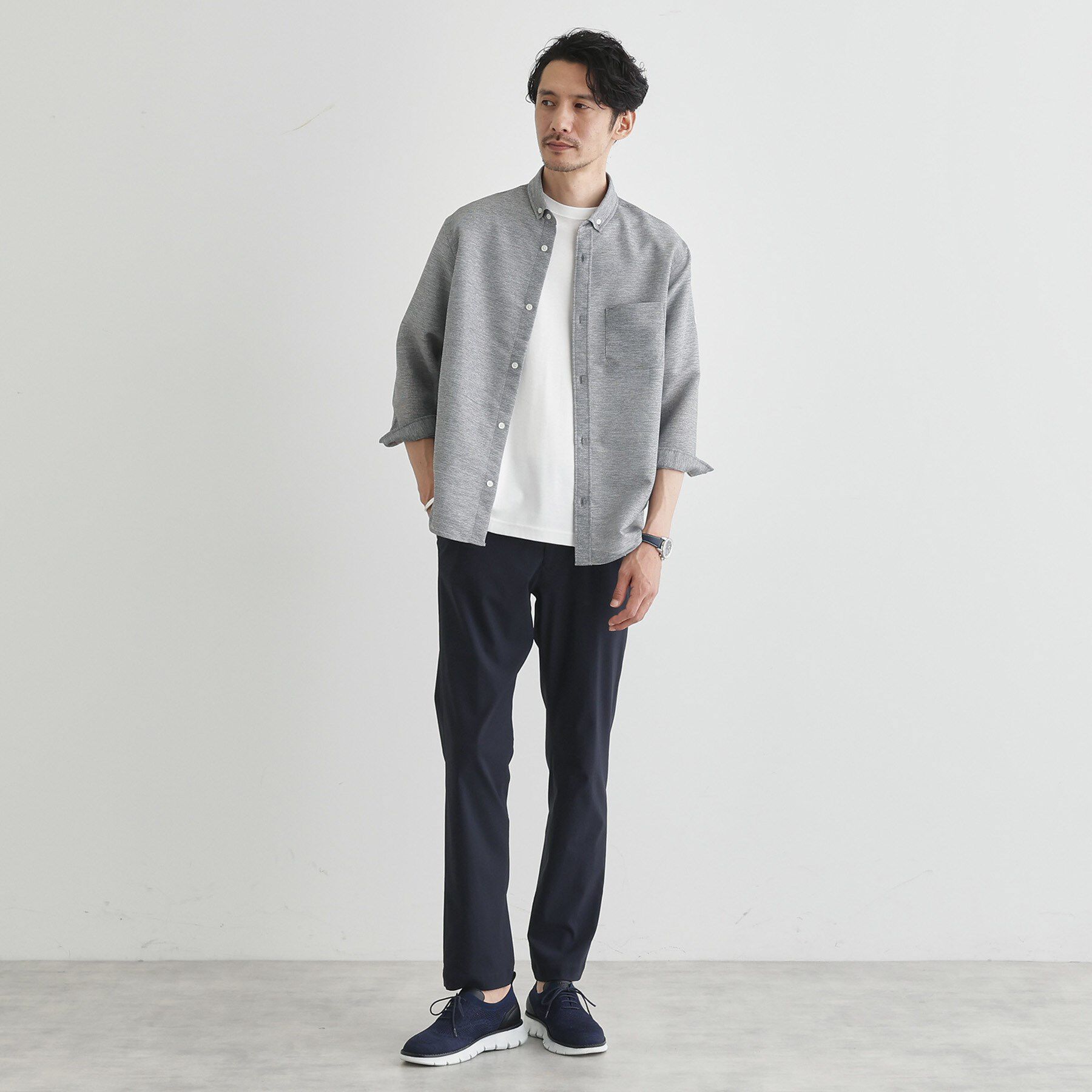 TAKEO KIKUCHI「【Sサイズ～】カラミ織り 7分袖シャツ」|シャツ・ブラウス|