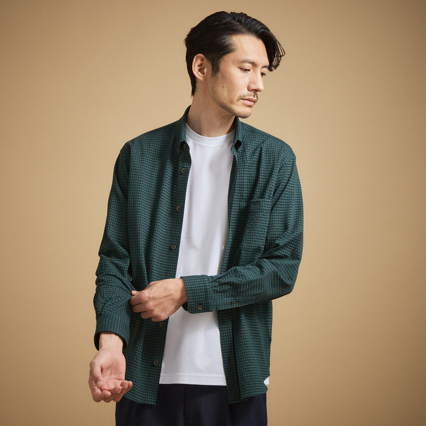 TAKEO KIKUCHI「シアサッカーギンガムチェック ストレッチシャツ」|シャツ・ブラウス|