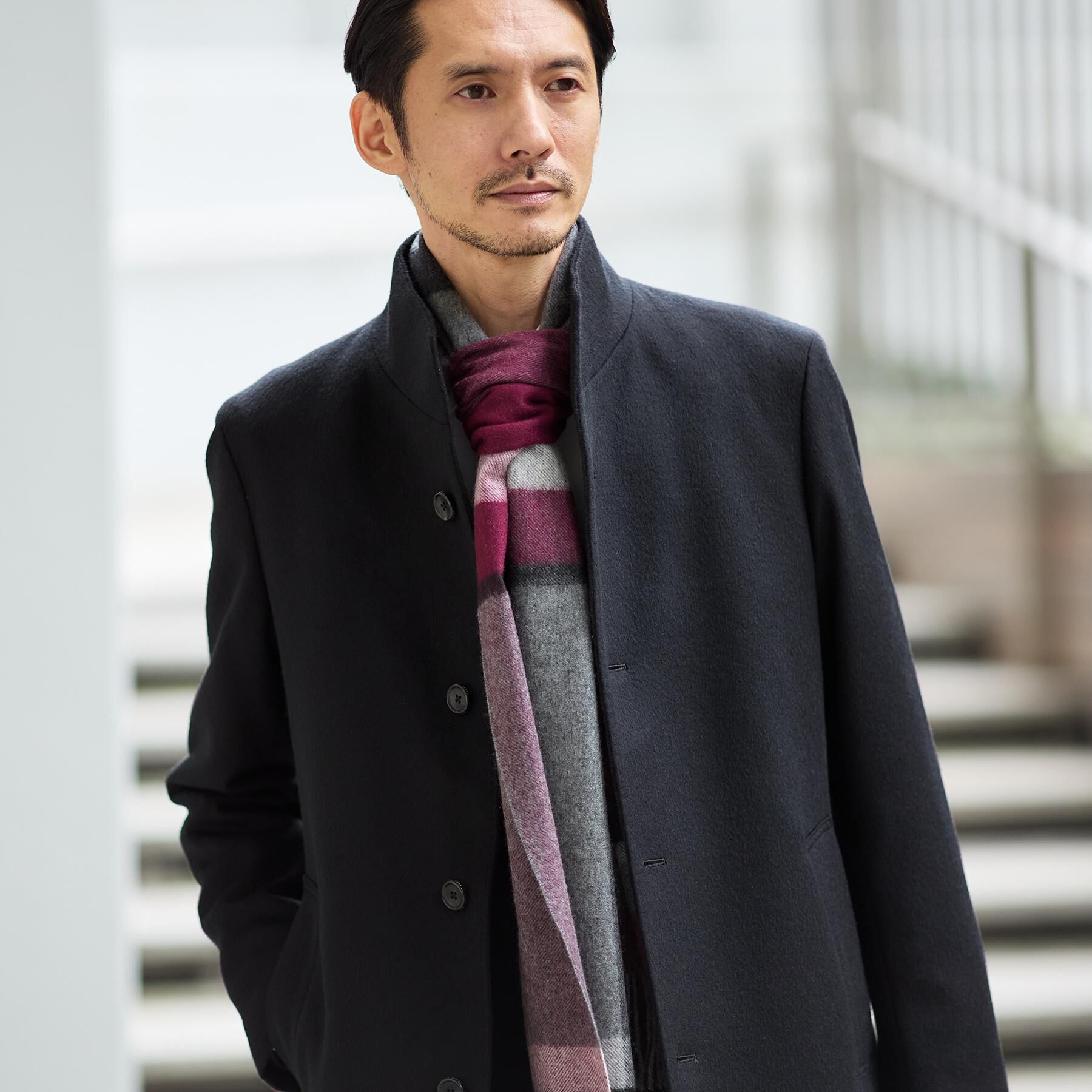TAKEO KIKUCHI「【洗えるカシミヤ】 ピュアカシミヤ パネルチェックマフラー」|ストール|