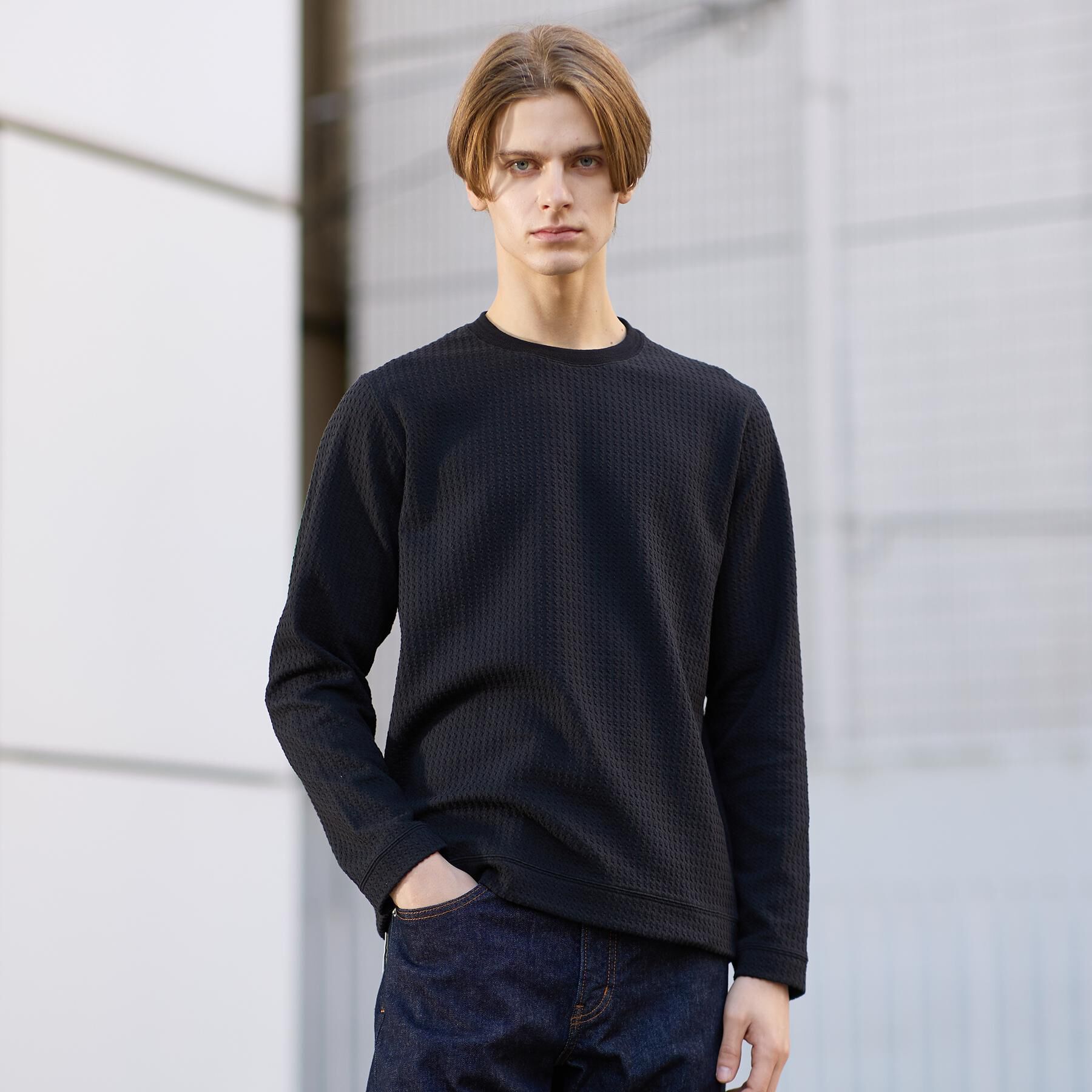 TAKEO KIKUCHI「千鳥柄 ストレッチ プルオーバー」|Tシャツ・カットソー|