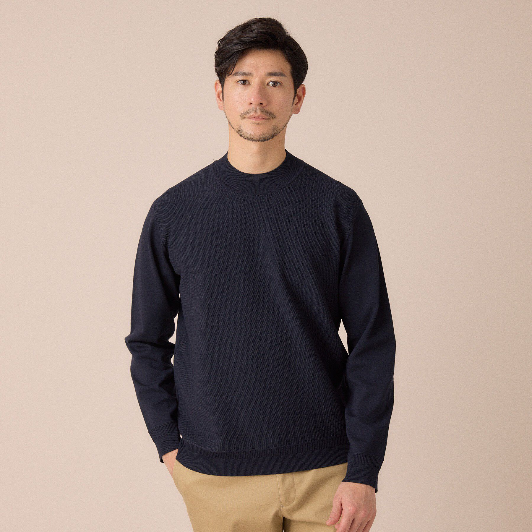 TAKEO KIKUCHI「モックネック 鹿の子 ニット プルオーバー」|ニット・セーター|