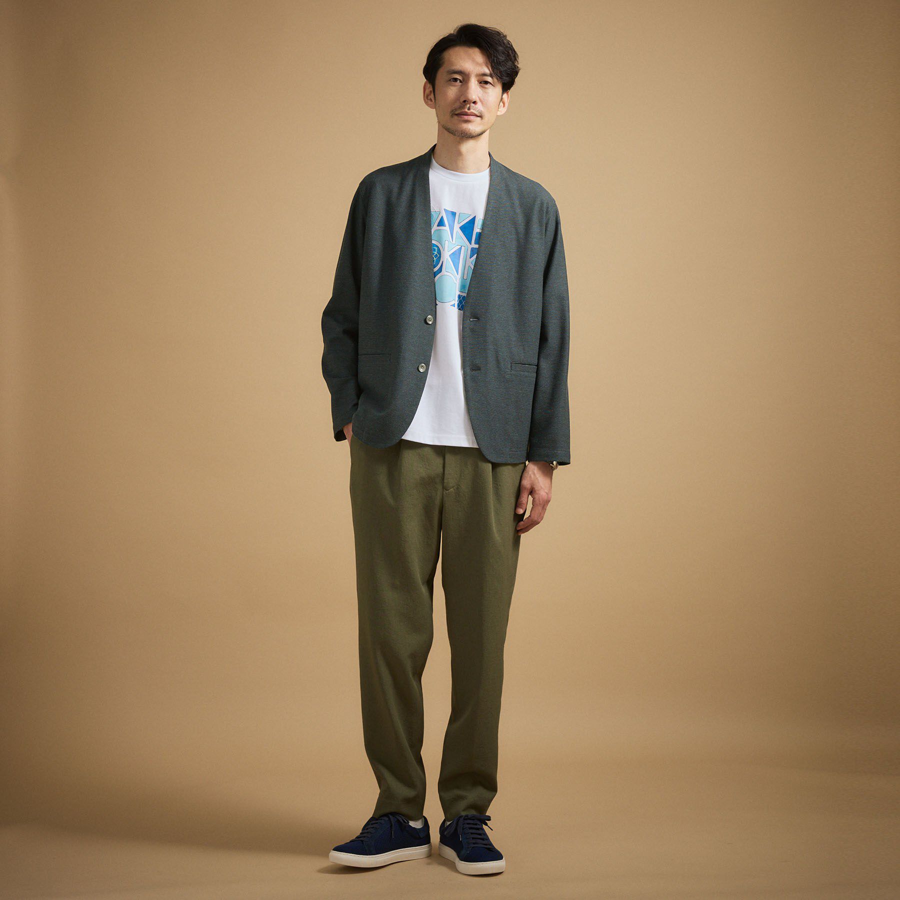 TAKEO KIKUCHI「【抗菌防臭】バーズアイメッシュノーカラージャケット」|カーディガン|