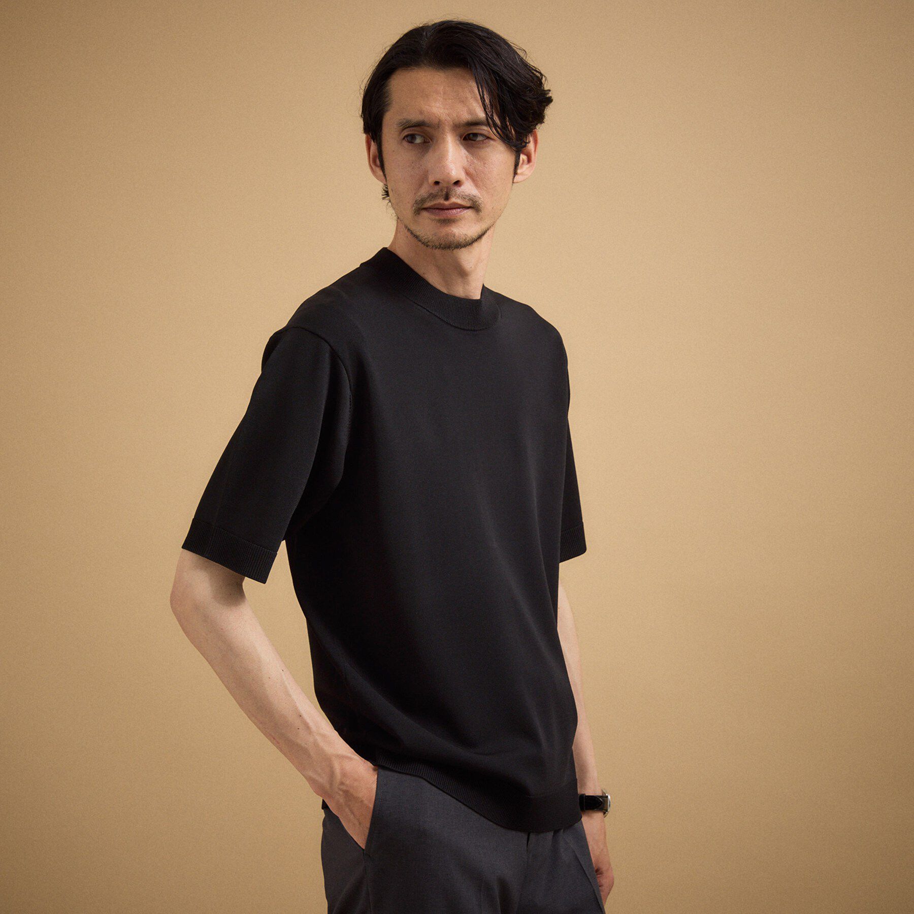 TAKEO KIKUCHI「ヴィスコースナイロンモックネックニット」|ニット・セーター|