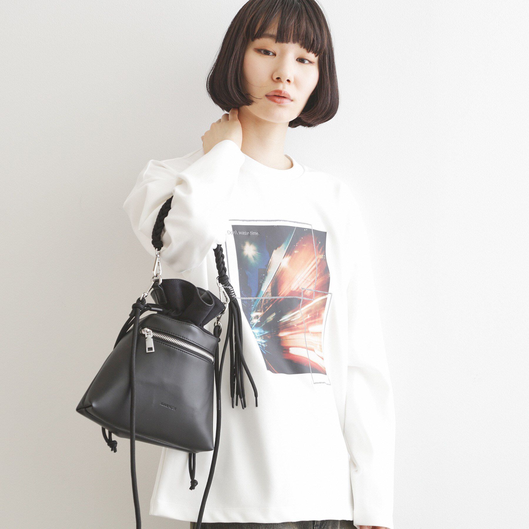 tk.TAKEO KIKUCHI「ADAMPATEK 別注 アソート巾着ショルダーバッグ」|ショルダー・メッセンジャー|ブラック(519)