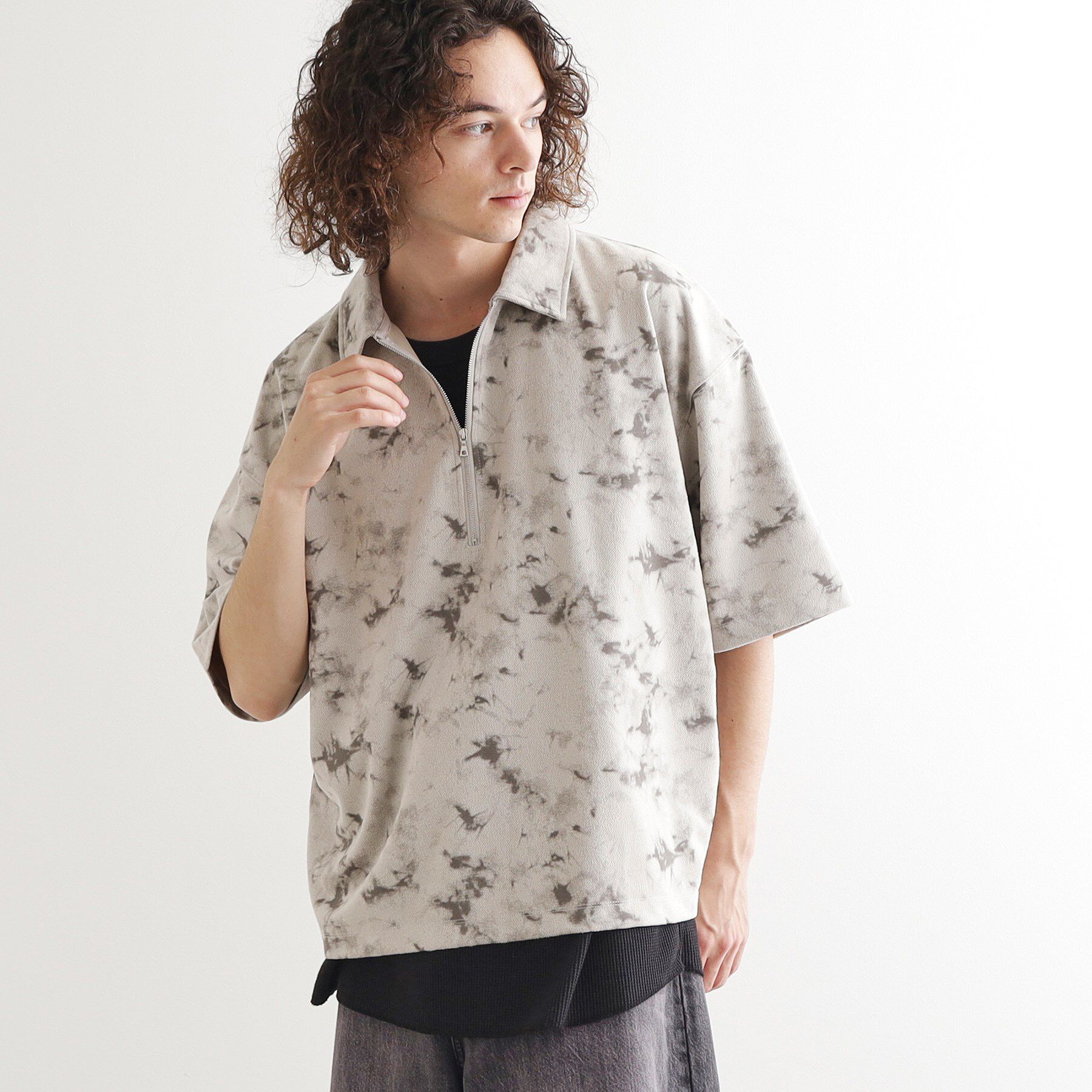 tk.TAKEO KIKUCHI「ヴィンテージライクハーフジップポロシャツ」|ポロシャツ|