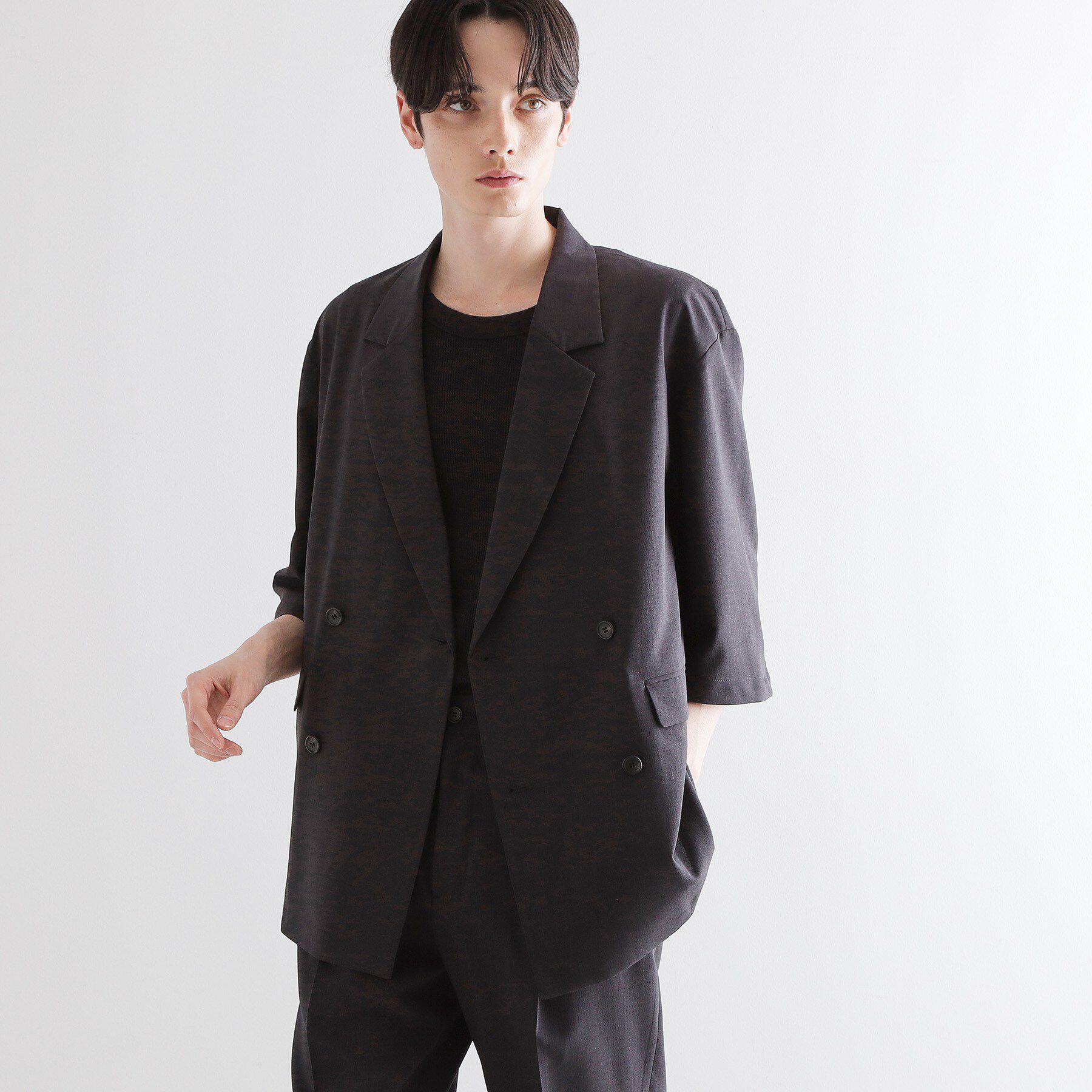 tk.TAKEO KIKUCHI「【セットアップ 2点セット】ダブルテーラード半袖ジャケット＋スラックス」|スーツ|