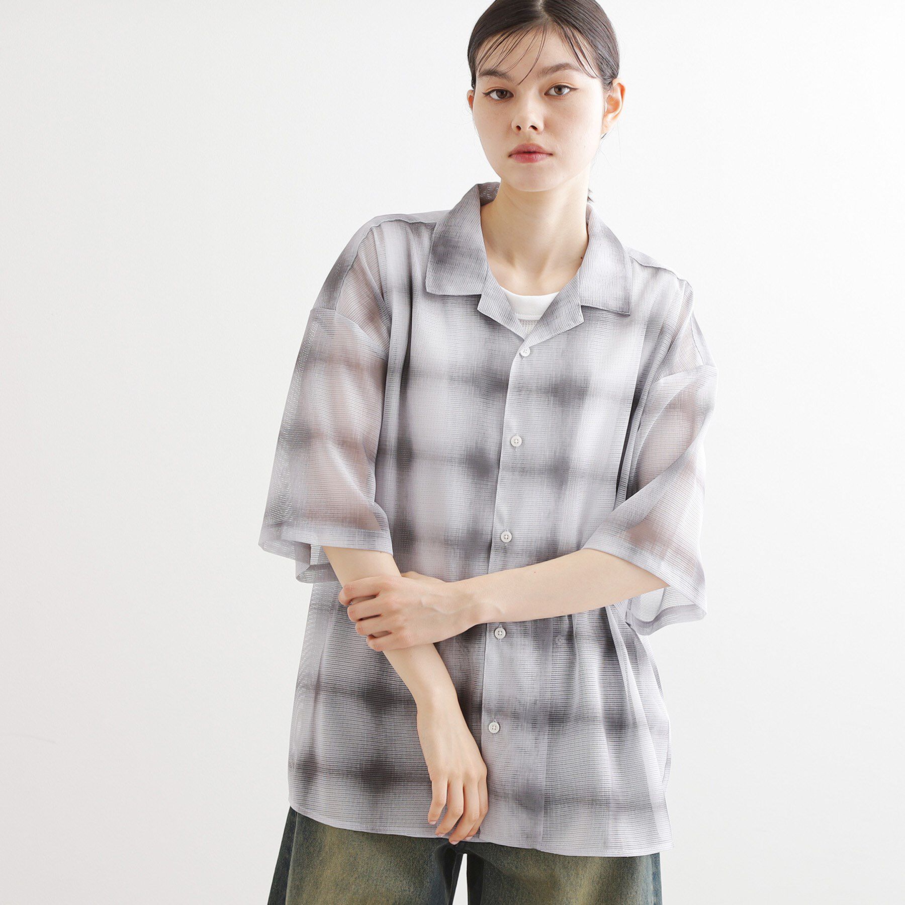 tk.TAKEO KIKUCHI「メッシュオンブレ―チェックシャツ」|シャツ・ブラウス|