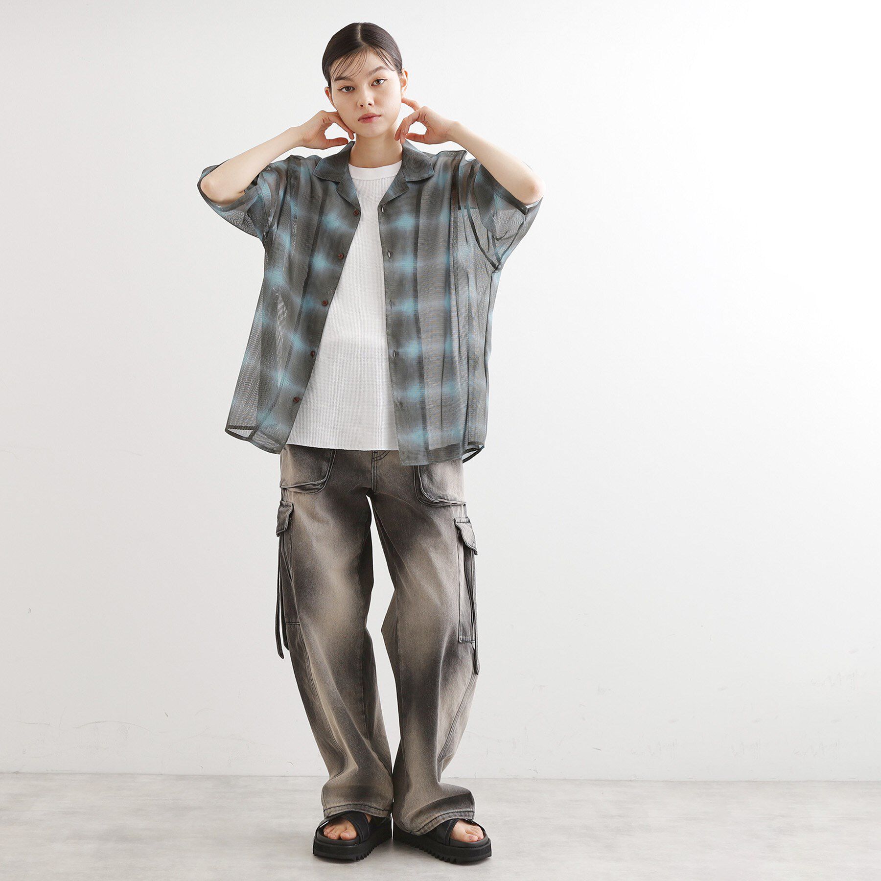 tk.TAKEO KIKUCHI「メッシュオンブレ―チェックシャツ」|シャツ・ブラウス|