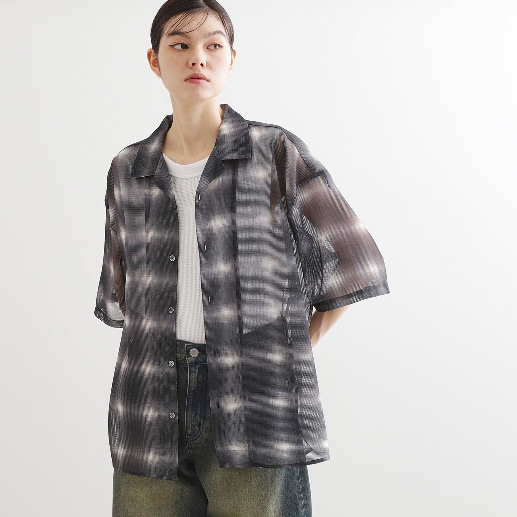 tk.TAKEO KIKUCHI「メッシュオンブレ―チェックシャツ」|シャツ・ブラウス|