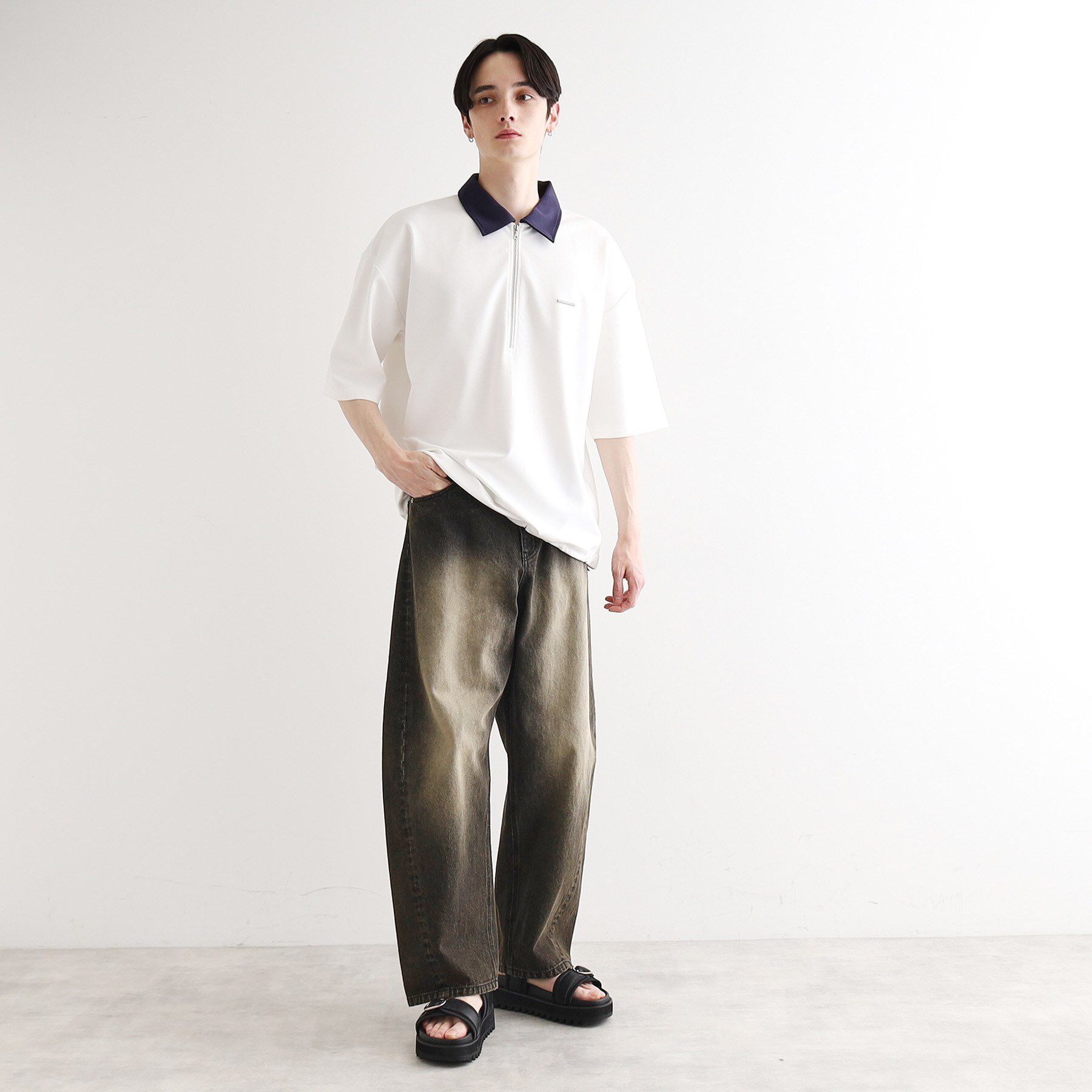 tk.TAKEO KIKUCHI「配色ハーフジップポロシャツ」|ポロシャツ|