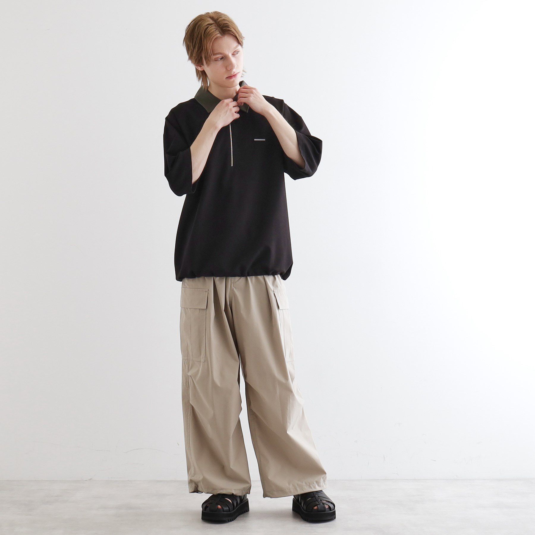 tk.TAKEO KIKUCHI「配色ハーフジップポロシャツ」|ポロシャツ|