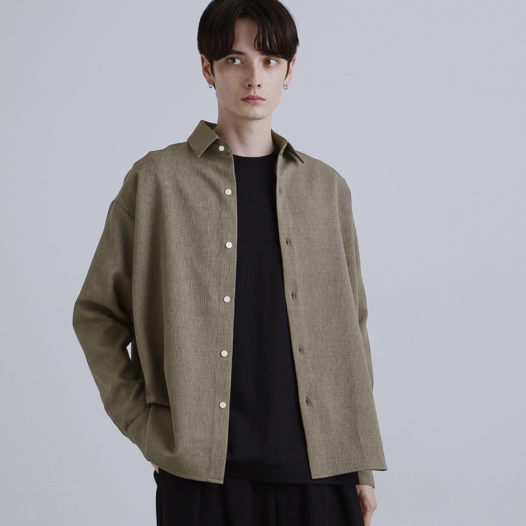 tk.TAKEO KIKUCHI「テッククレープシャツ」|シャツ・ブラウス|チャコールグレー(0