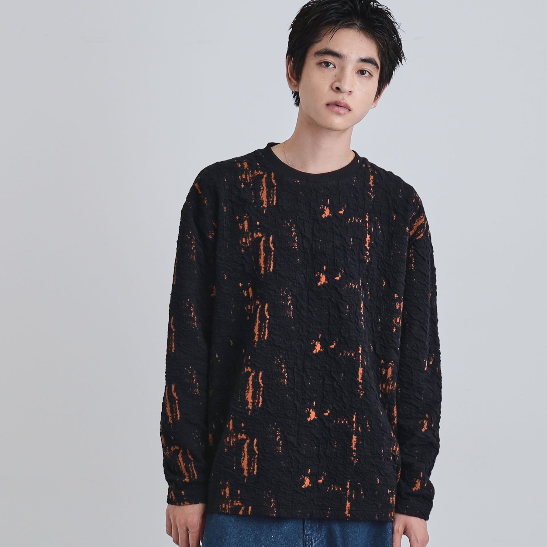 tk.TAKEO KIKUCHI「アブストラクトふくれジャカードプルオーバー」|Tシャツ・カットソー|ブラウン(143)