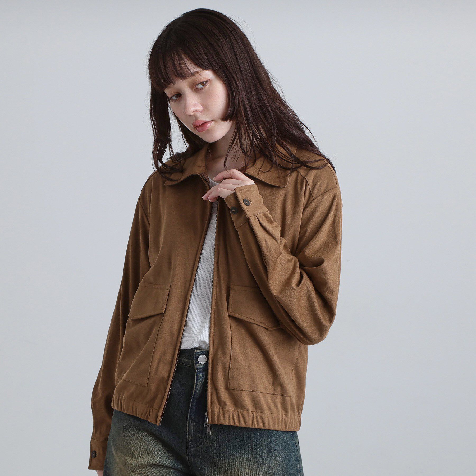 tk.TAKEO KIKUCHI「フェイクスエードシャツアウター」|ブルゾン・スタジャン|