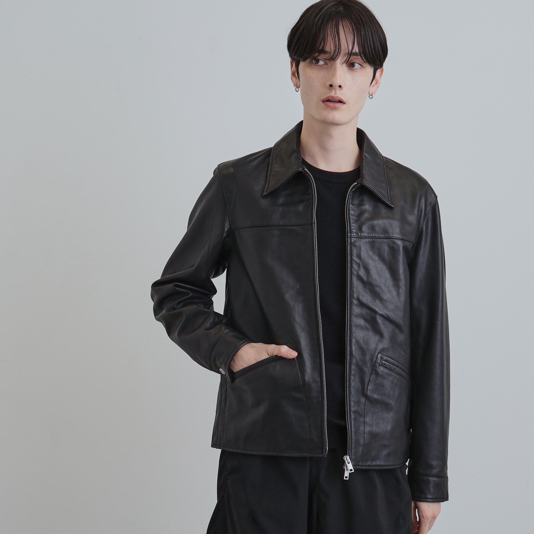 tk.TAKEO KIKUCHI「【本革】レザースポーツジャケット」|ブルゾン・スタジャン|ブラック(019)