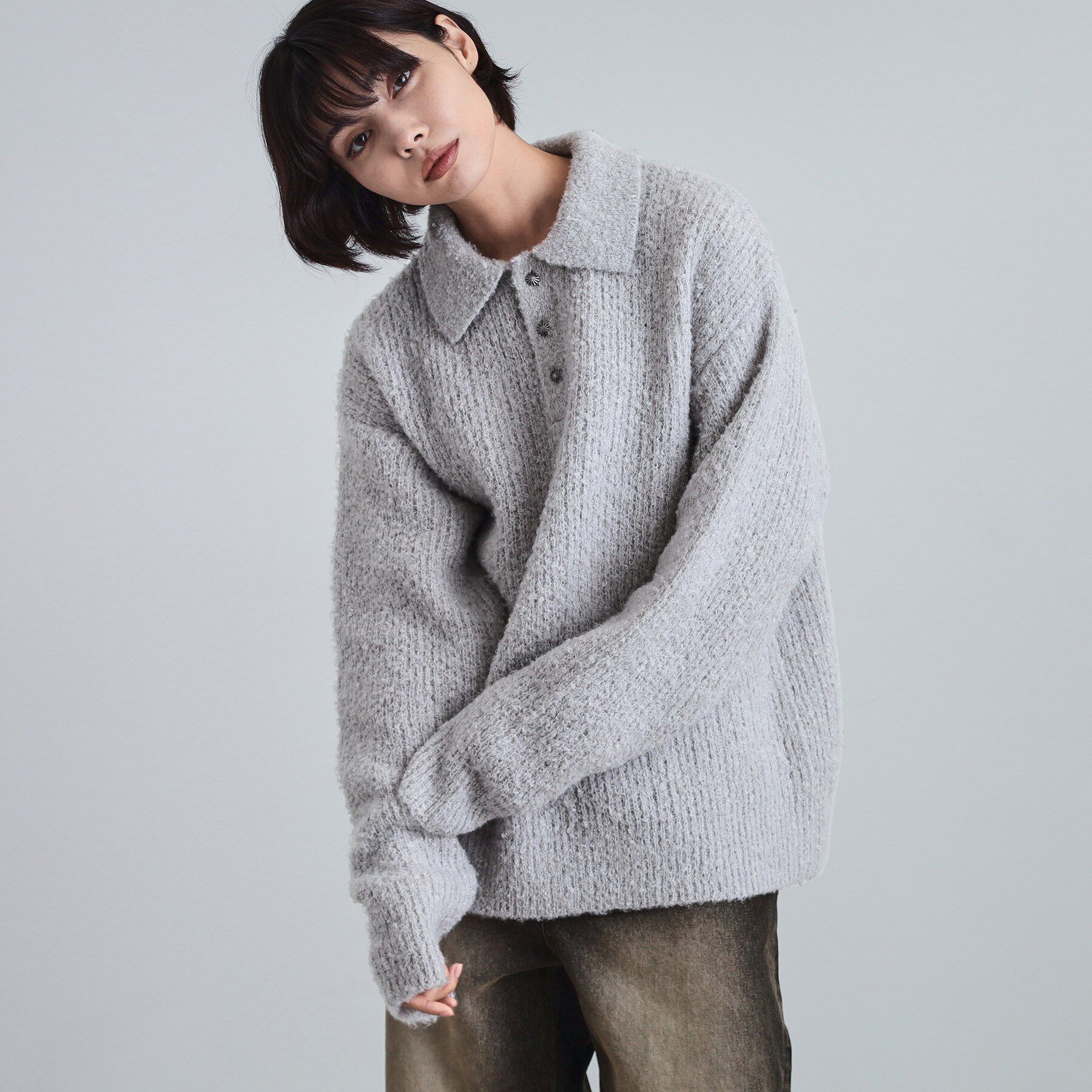 tk.TAKEO KIKUCHI「ブークレニットポロシャツ」|ニット・セーター|