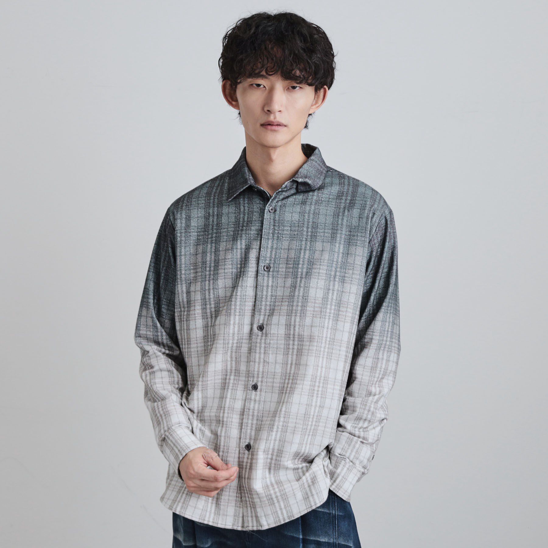 tk.TAKEO KIKUCHI「グラデーションプリントネルシャツ」|シャツ・ブラウス|ホワイト(201)