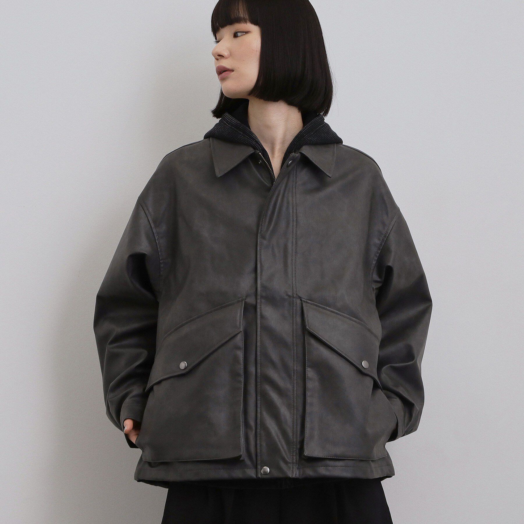 tk.TAKEO KIKUCHI「シンセティックレザーフライトジャケット」|ブルゾン・スタジャン|