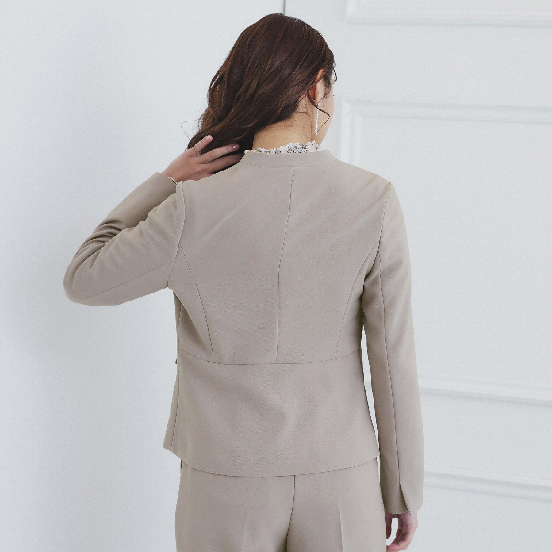 index「《通勤・セレモニー/セットアップ対応》多機能ノーカラージャケット【洗濯機洗い可/防シワ/抗ピル/スト」|ノーカラージャケット|