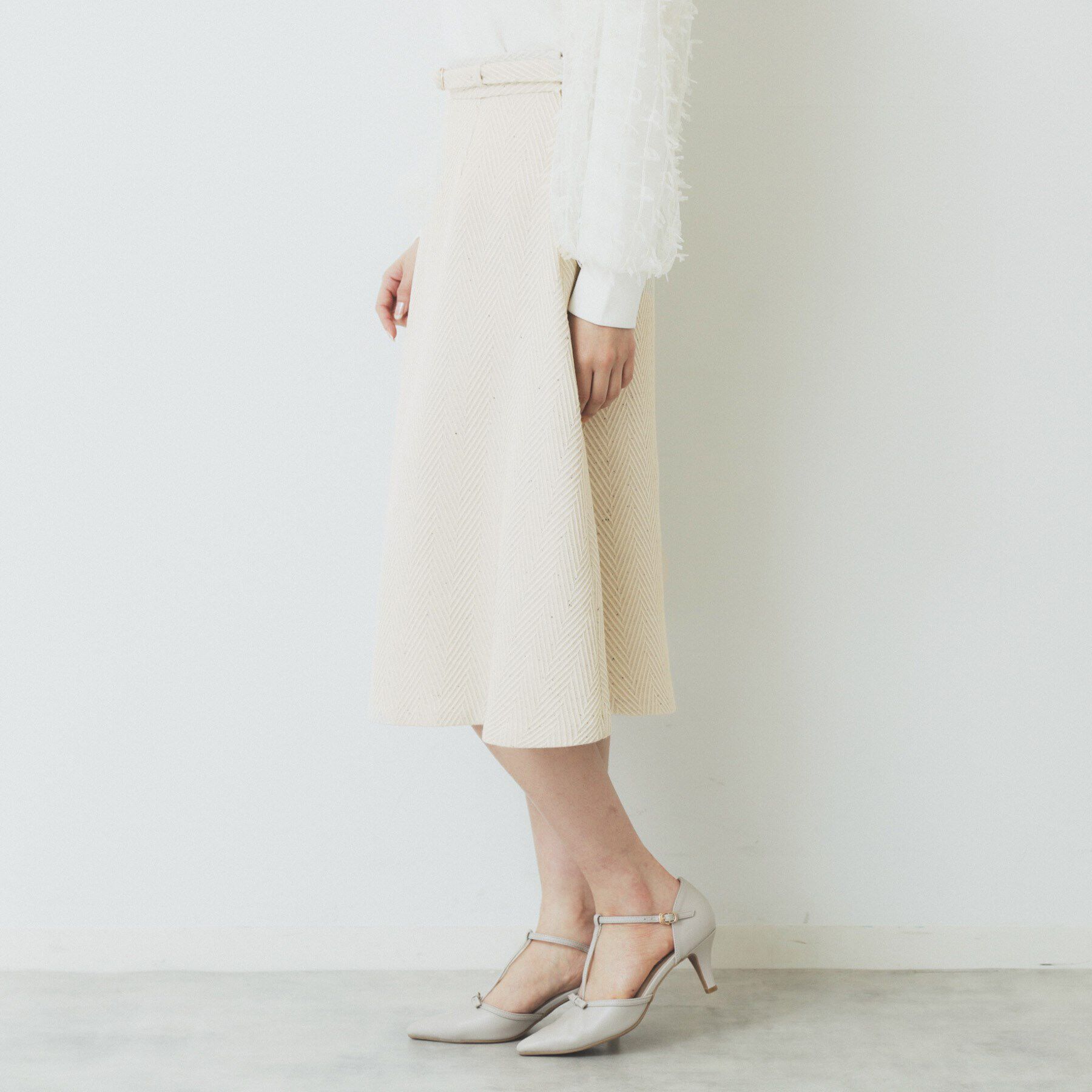 index「ツイードヘリンボーンフレアスカート【洗濯機洗い可/イージーアイロン】」|スカート|