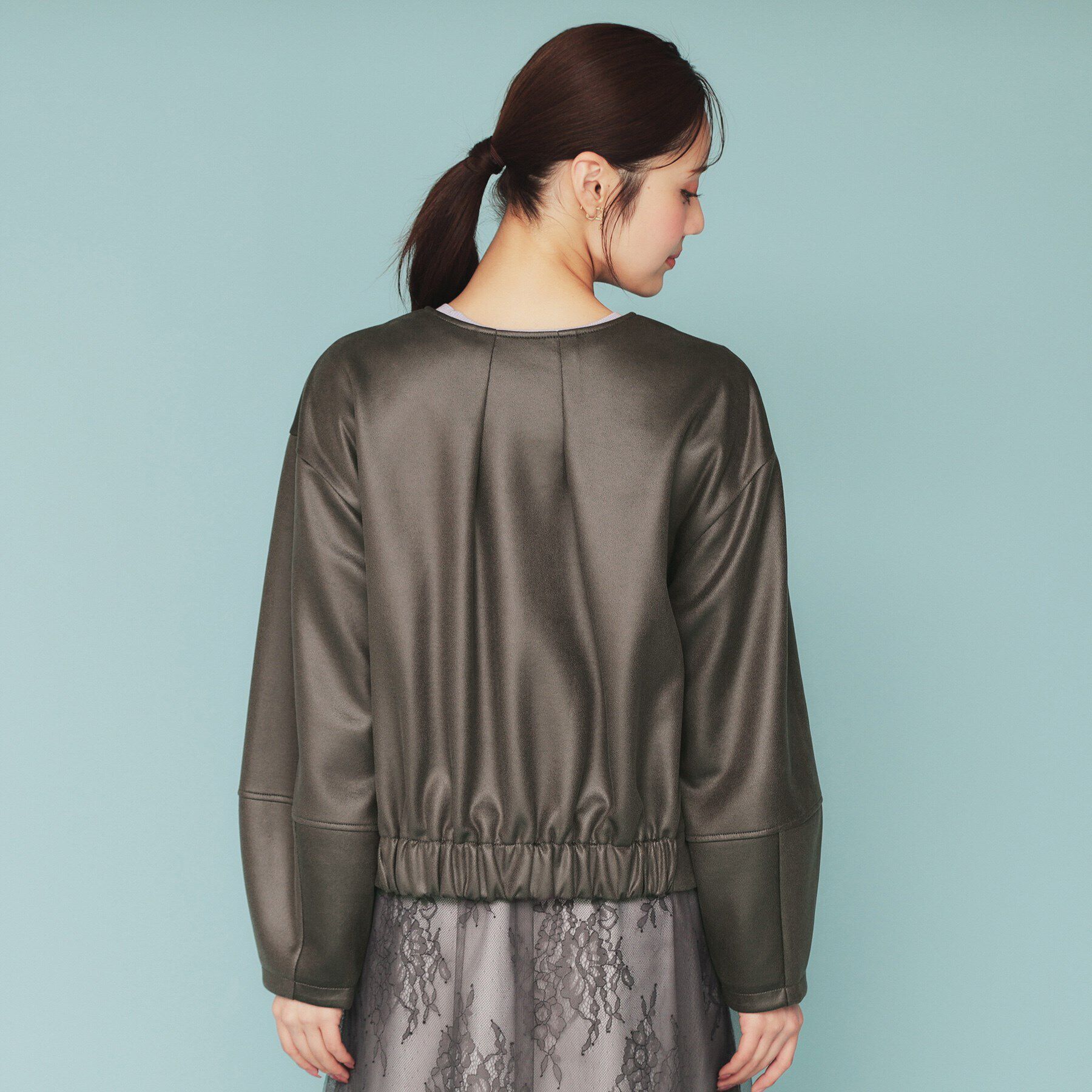 index「スウェードノーカラーブルゾン【洗濯機洗い可/防シワ/ストレッチ】」|ブルゾン・スタジャン|