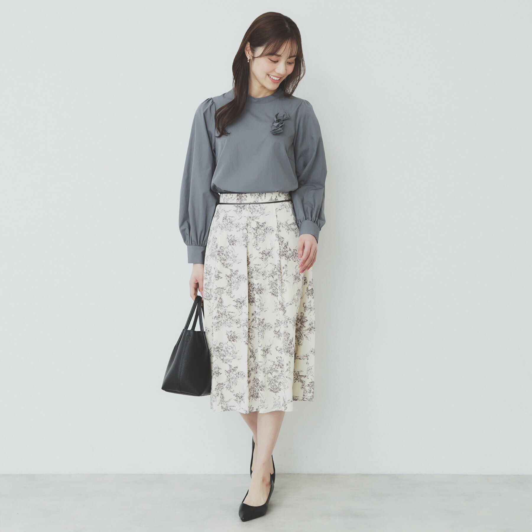 index「フラワープリントフレアスカート【洗濯機洗い可/イージーアイロン】」|スカート|