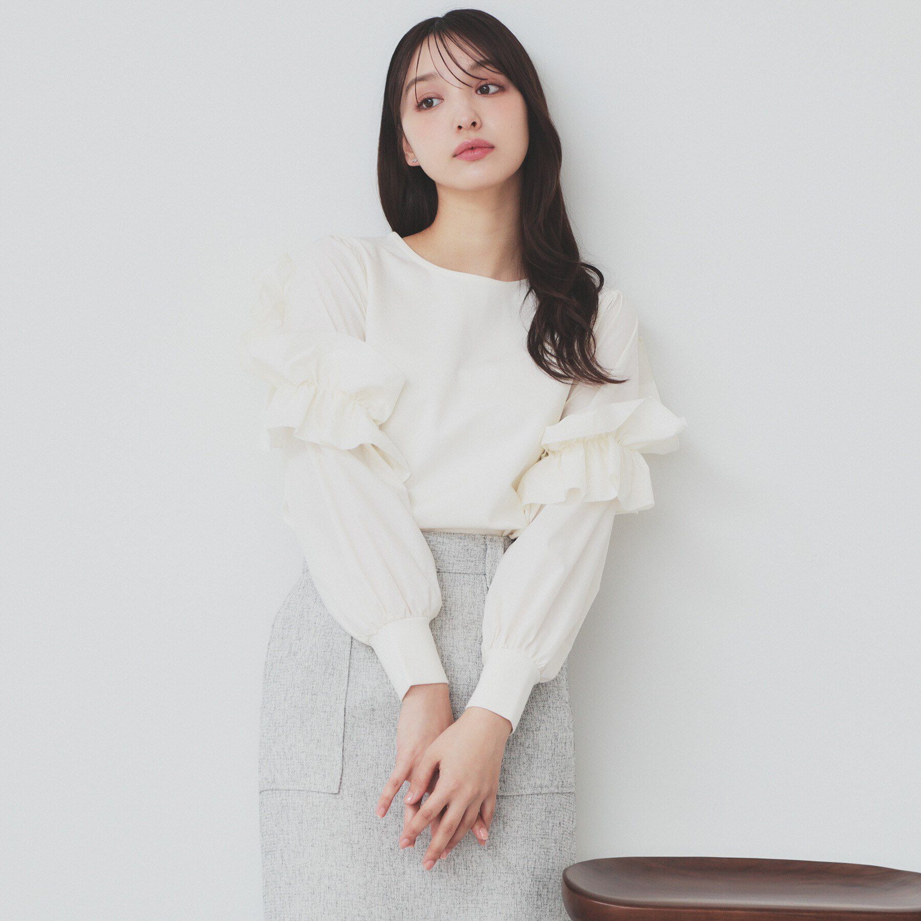 index「フリルスリーブドッキングトップス【洗濯機洗い可】」|Tシャツ・カットソー|