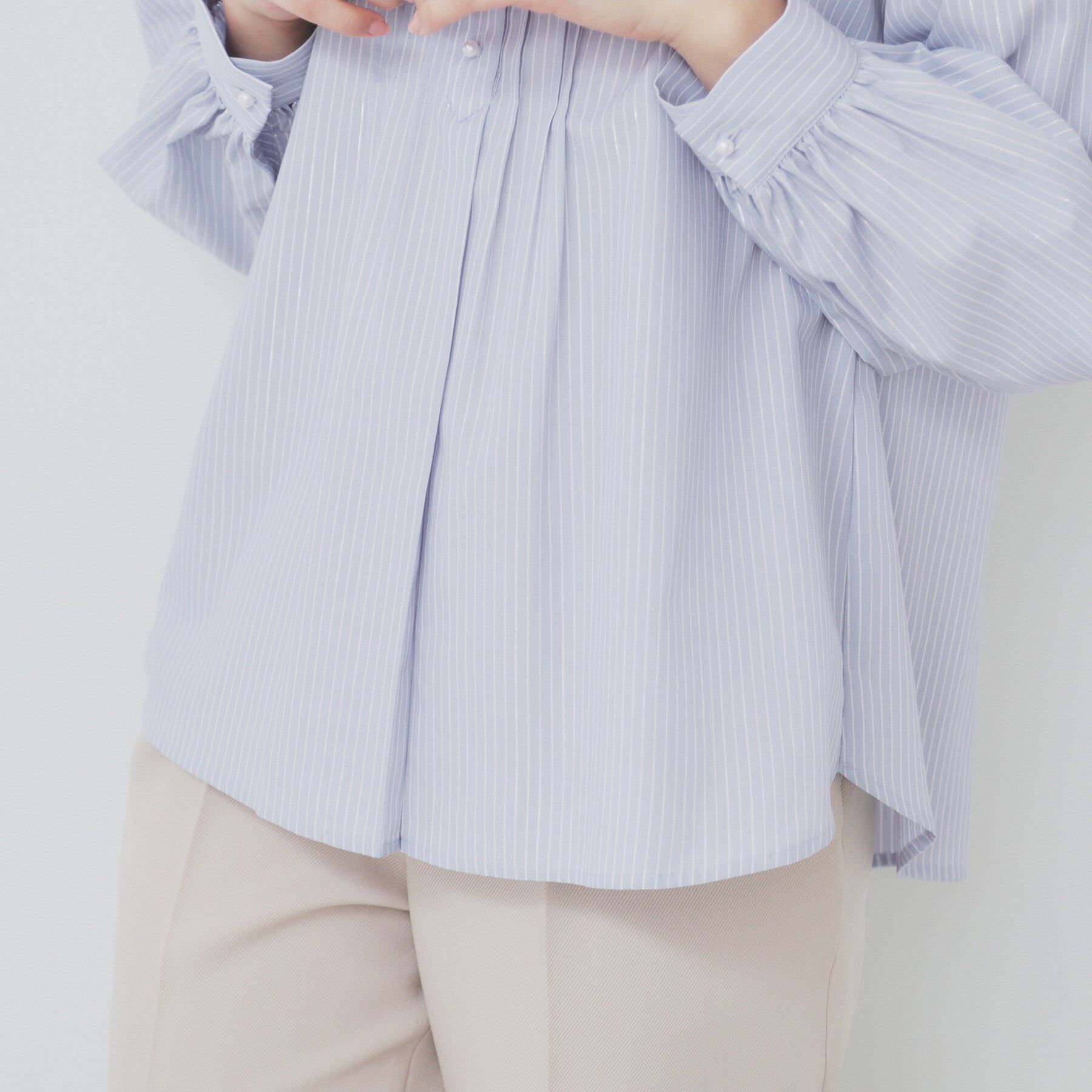 index「《6color》ラメラインバンドカラーシャツ【洗濯機洗い可/イージーアイロン/防シワ】」|シャツ・ブラウス|