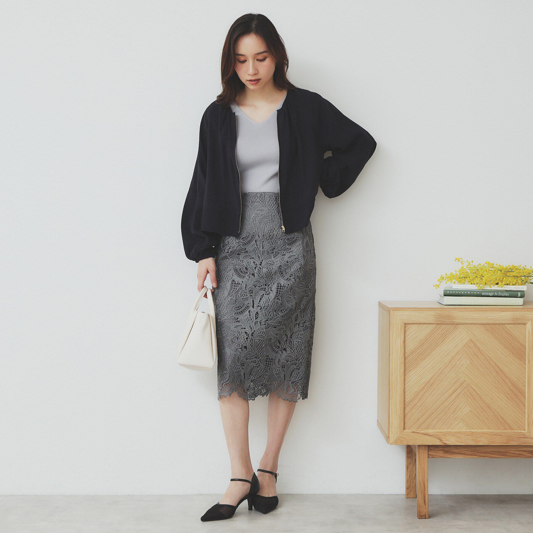 index「《5色展開》Vネックリブニット【洗濯機洗い可】」|ニット・セーター|