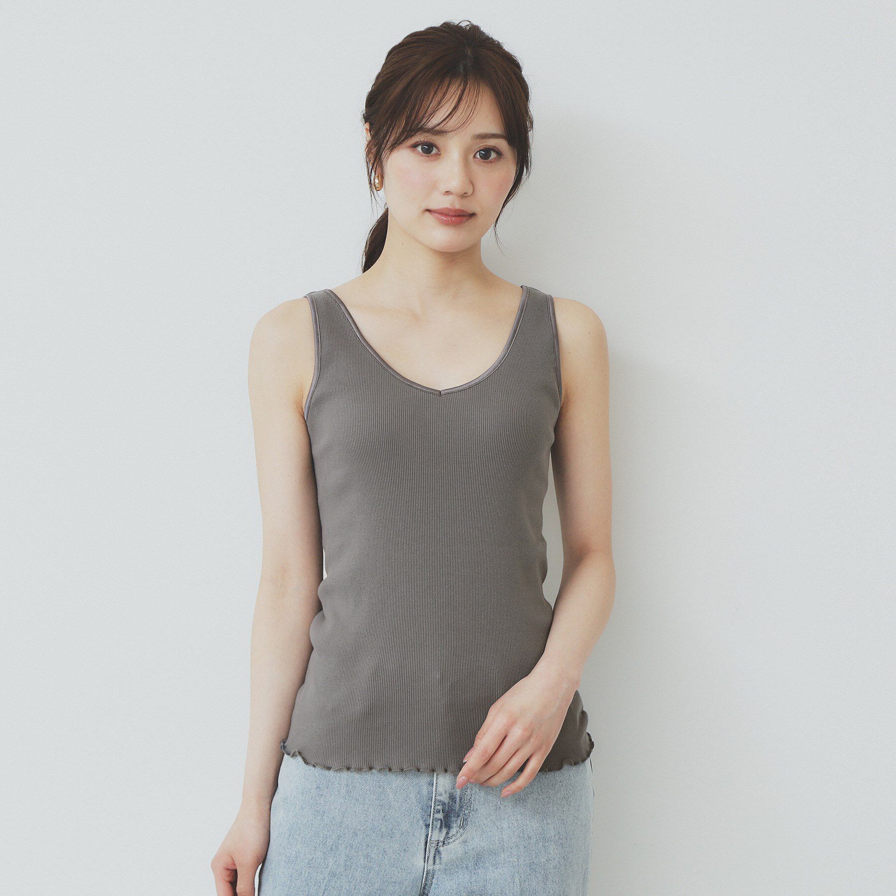 index「前後2WAY サテンパイピングリブタンクトップ【洗濯機洗い可】」|キャミソール|