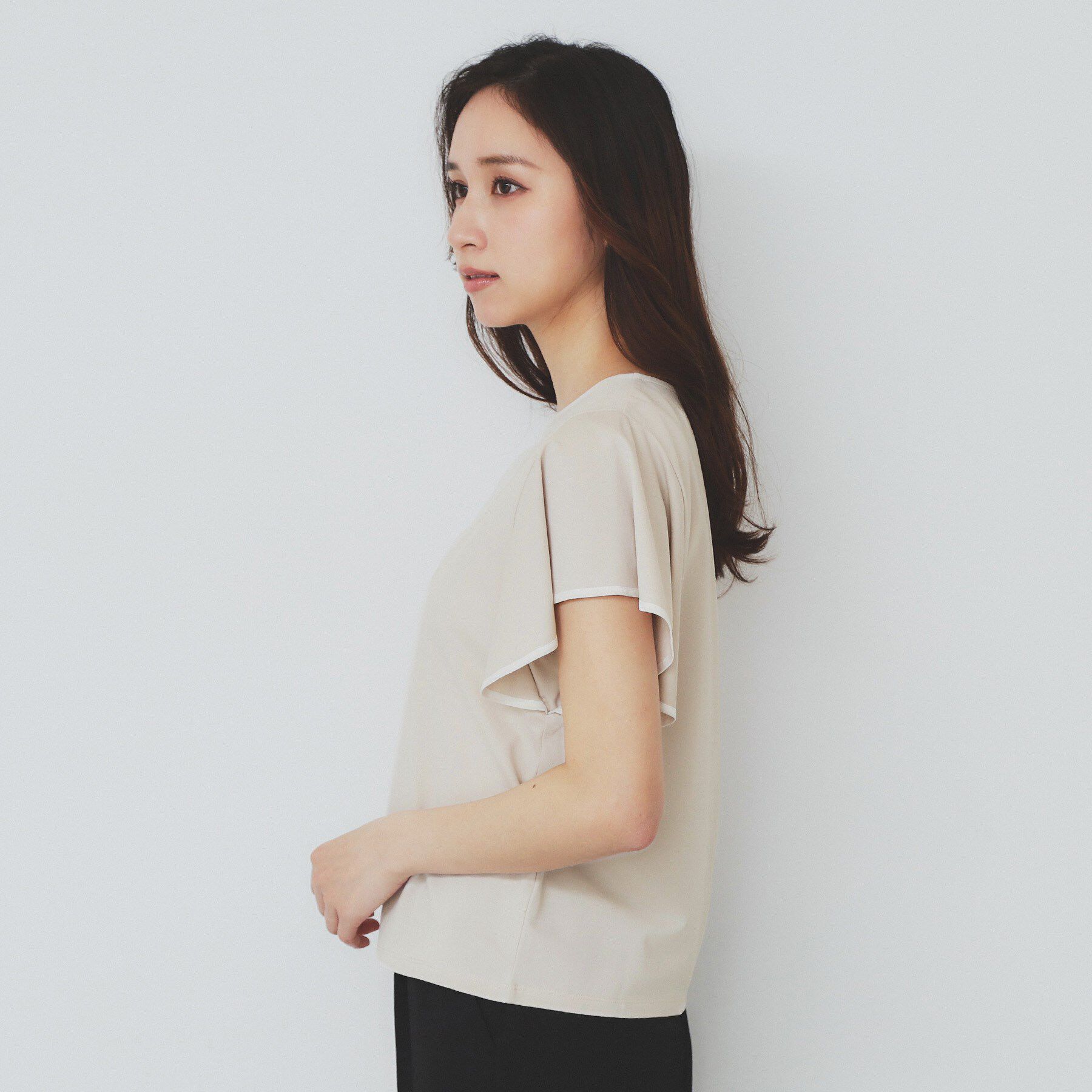 index「バイカラーフレアスリーブトップス【洗濯機洗い可】」|Tシャツ・カットソー|