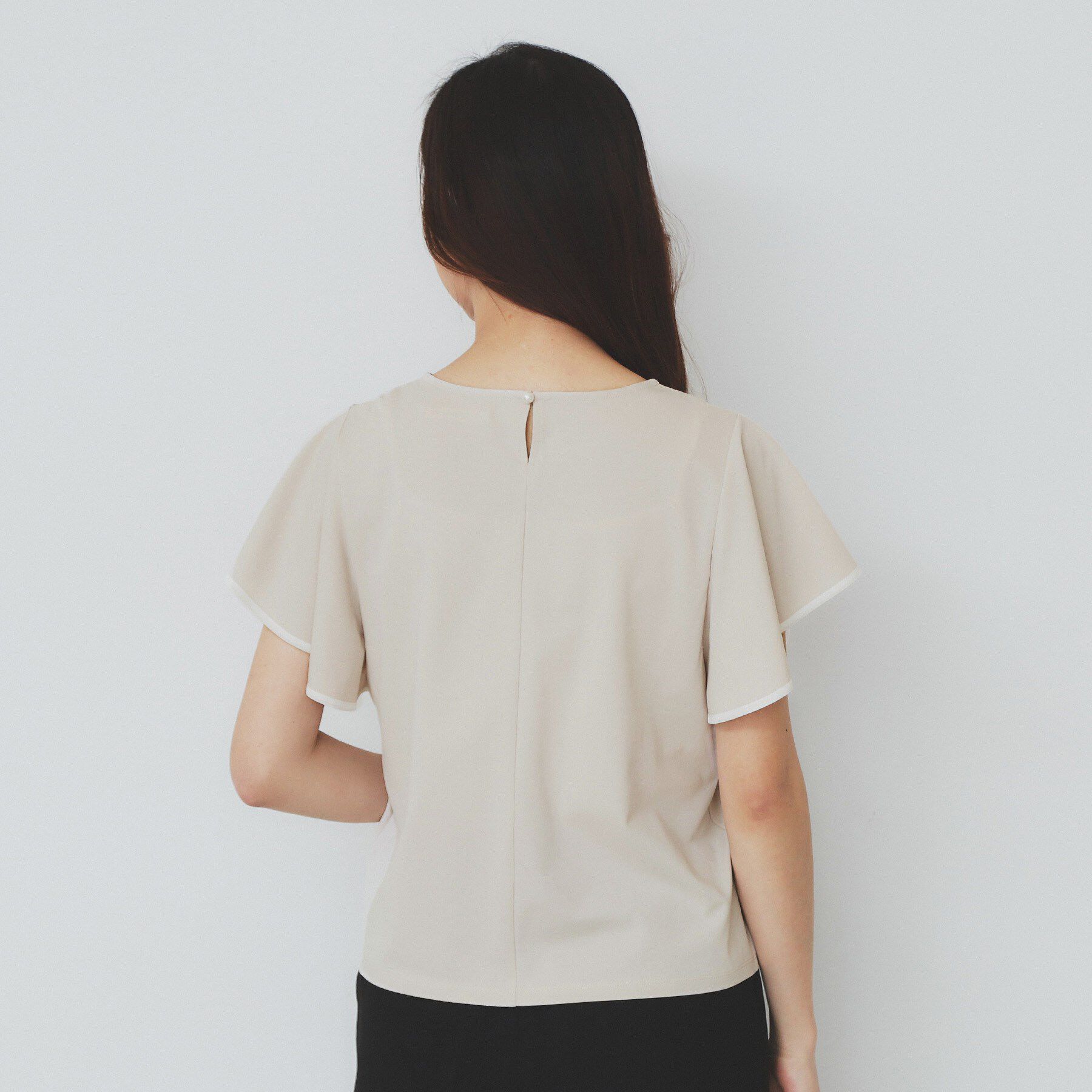 index「バイカラーフレアスリーブトップス【洗濯機洗い可】」|Tシャツ・カットソー|