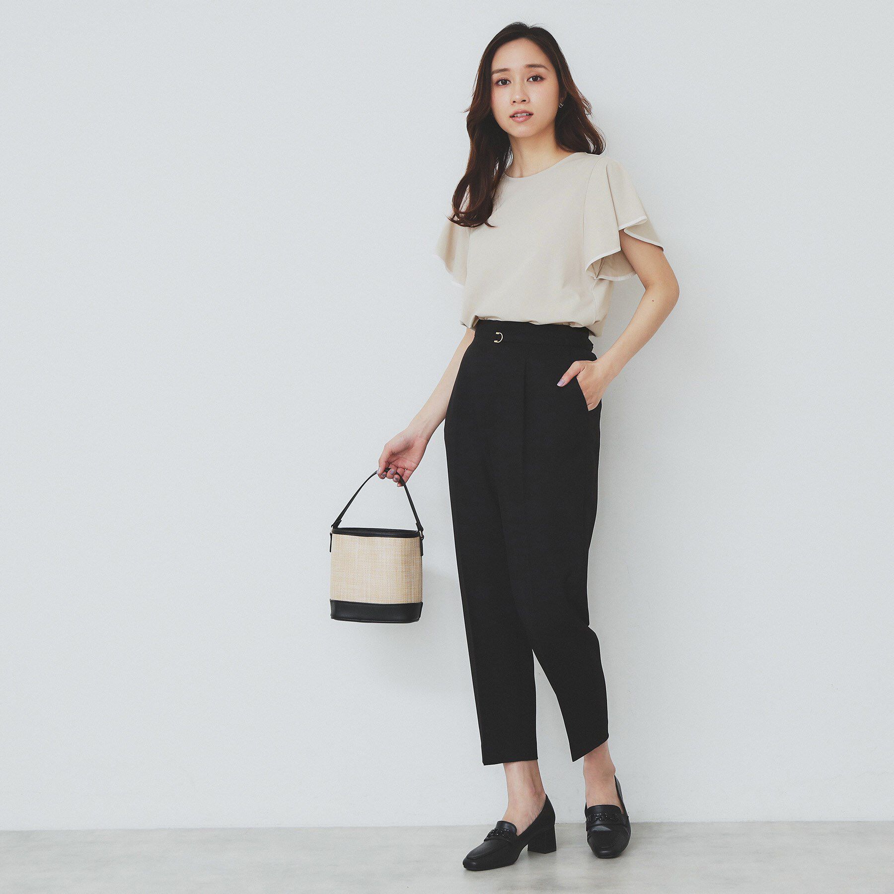 index「バイカラーフレアスリーブトップス【洗濯機洗い可】」|Tシャツ・カットソー|