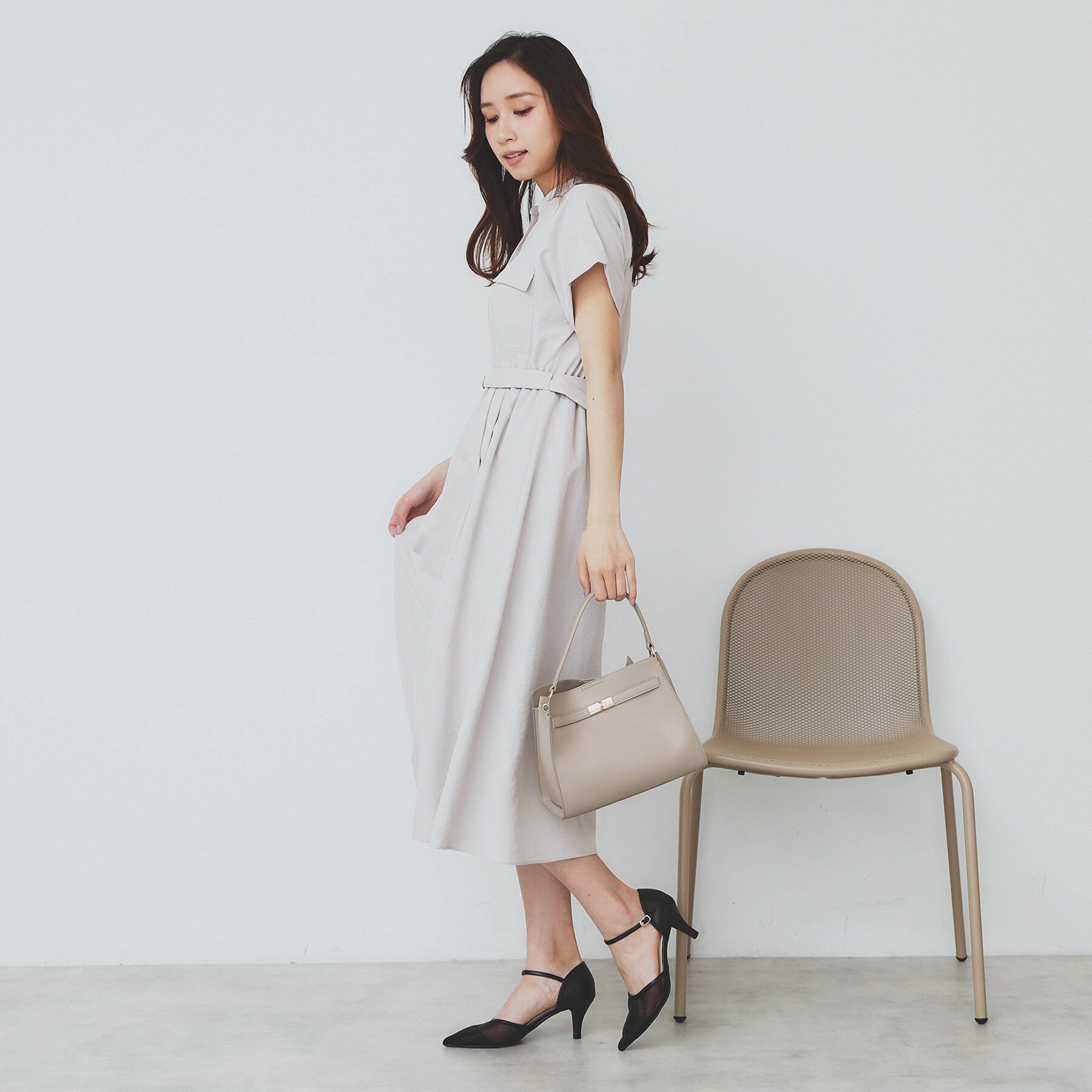 index「《7色展開/XS-LLサイズ》ダブルポケットスキッパーシャツワンピース【吸水速乾/防シワ/イージーア」|ワンピース|