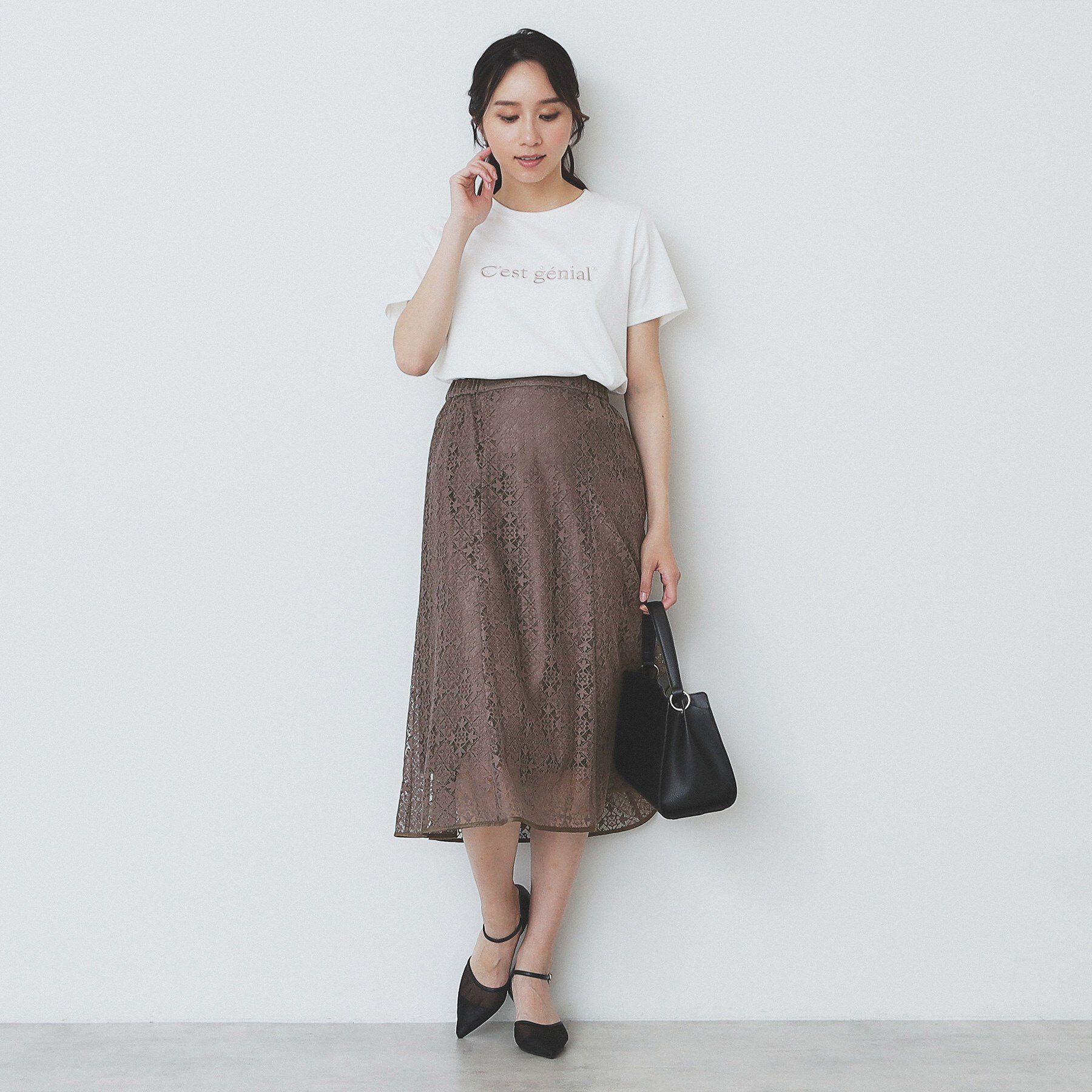 index「ジオメレースフレアスカート/セットアップ対応【洗濯機洗い可】」|スカート|